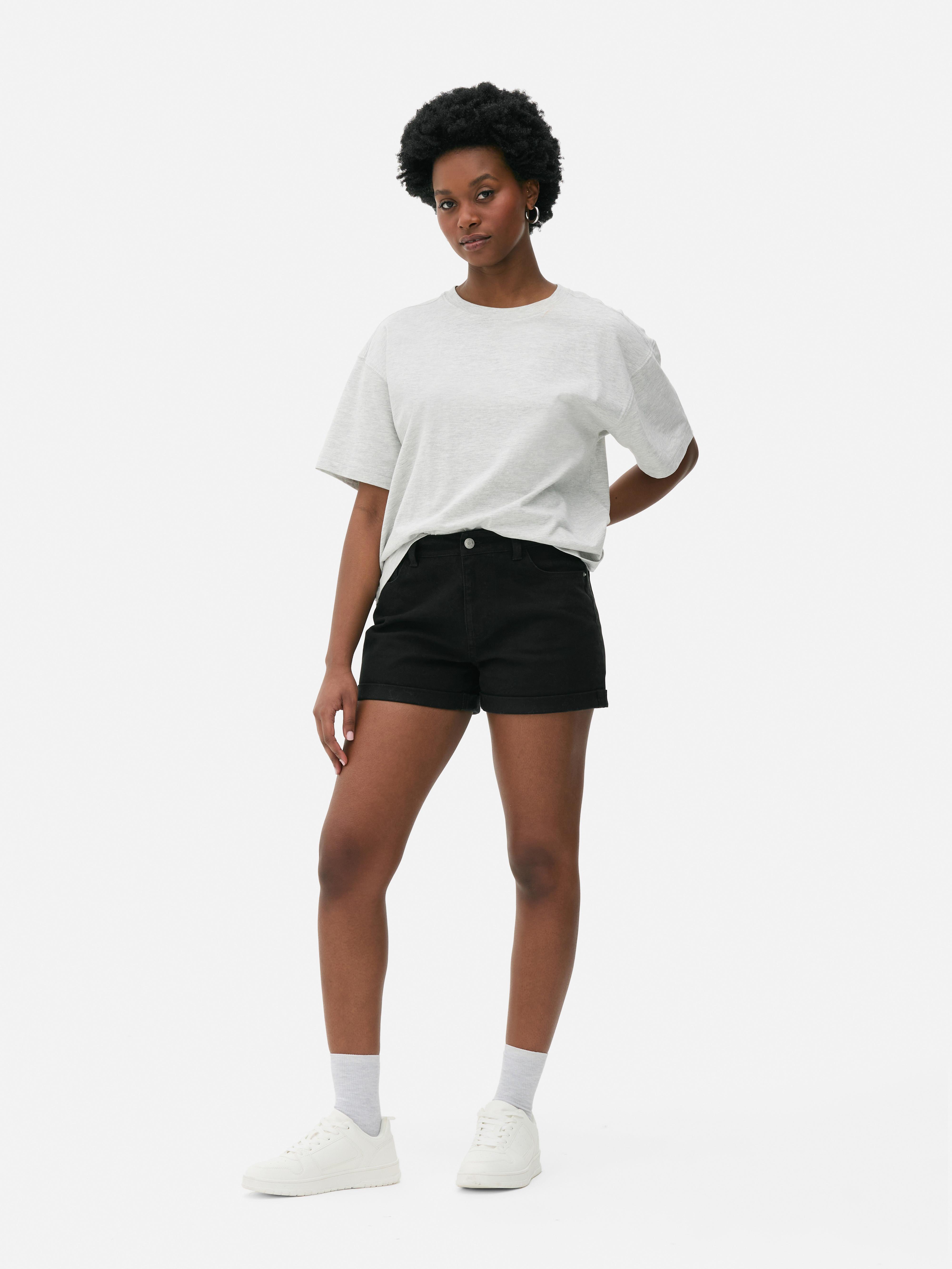 Short en jean à revers