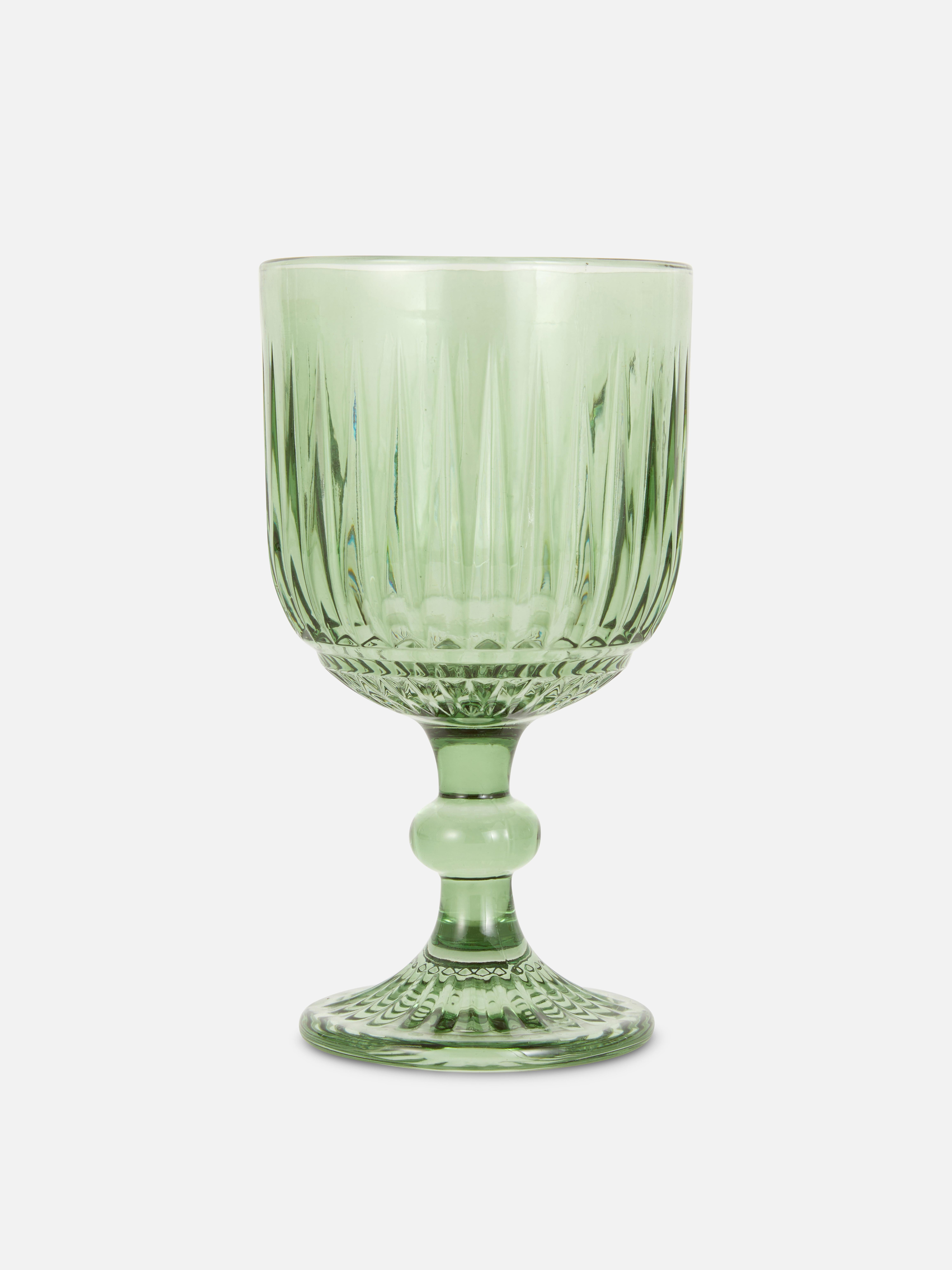 Embossed Wine Glass Green
