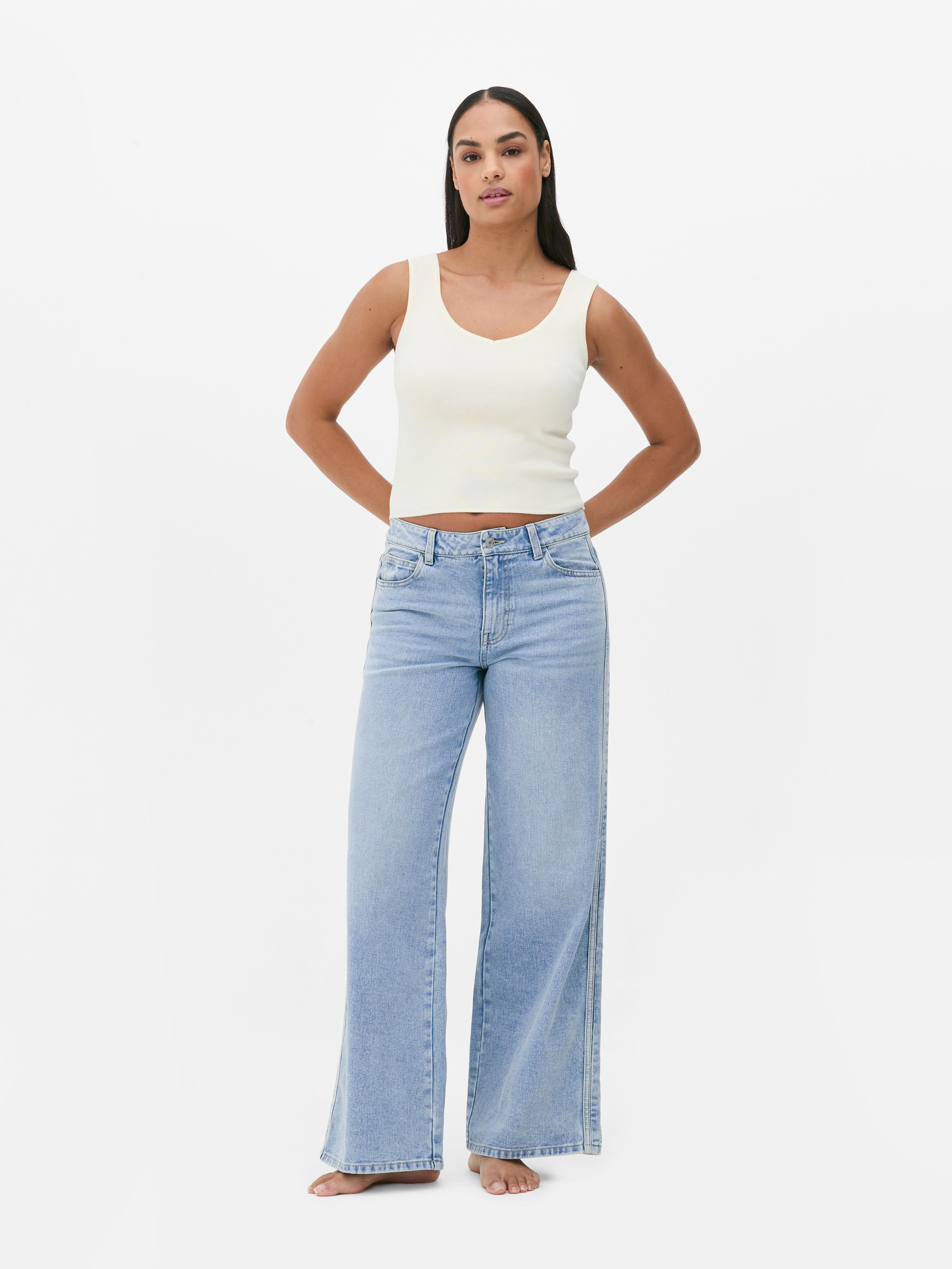 Side Stripe Wide Leg Jeans