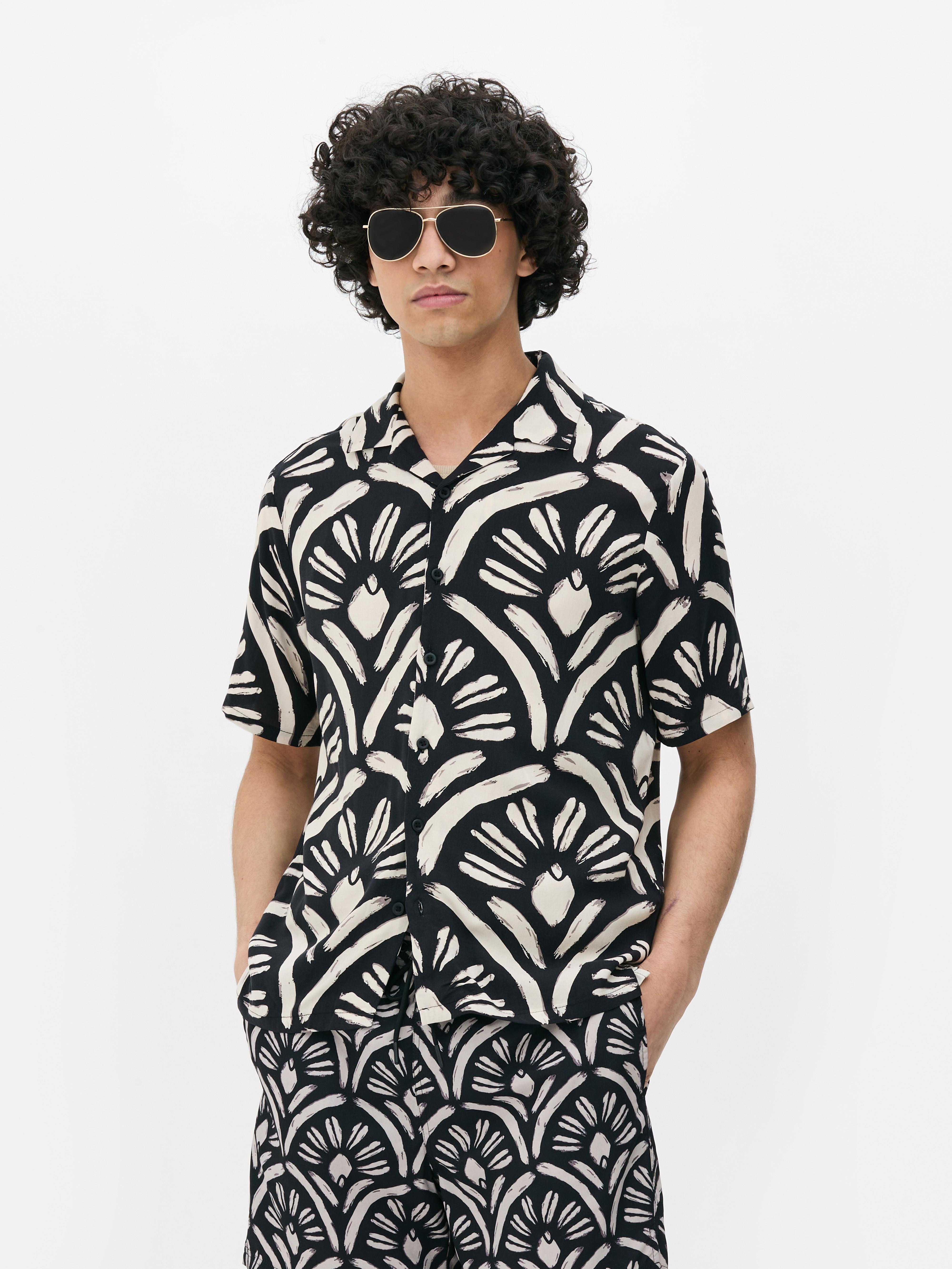Abstract Button-Up Short Sleeve Shirt