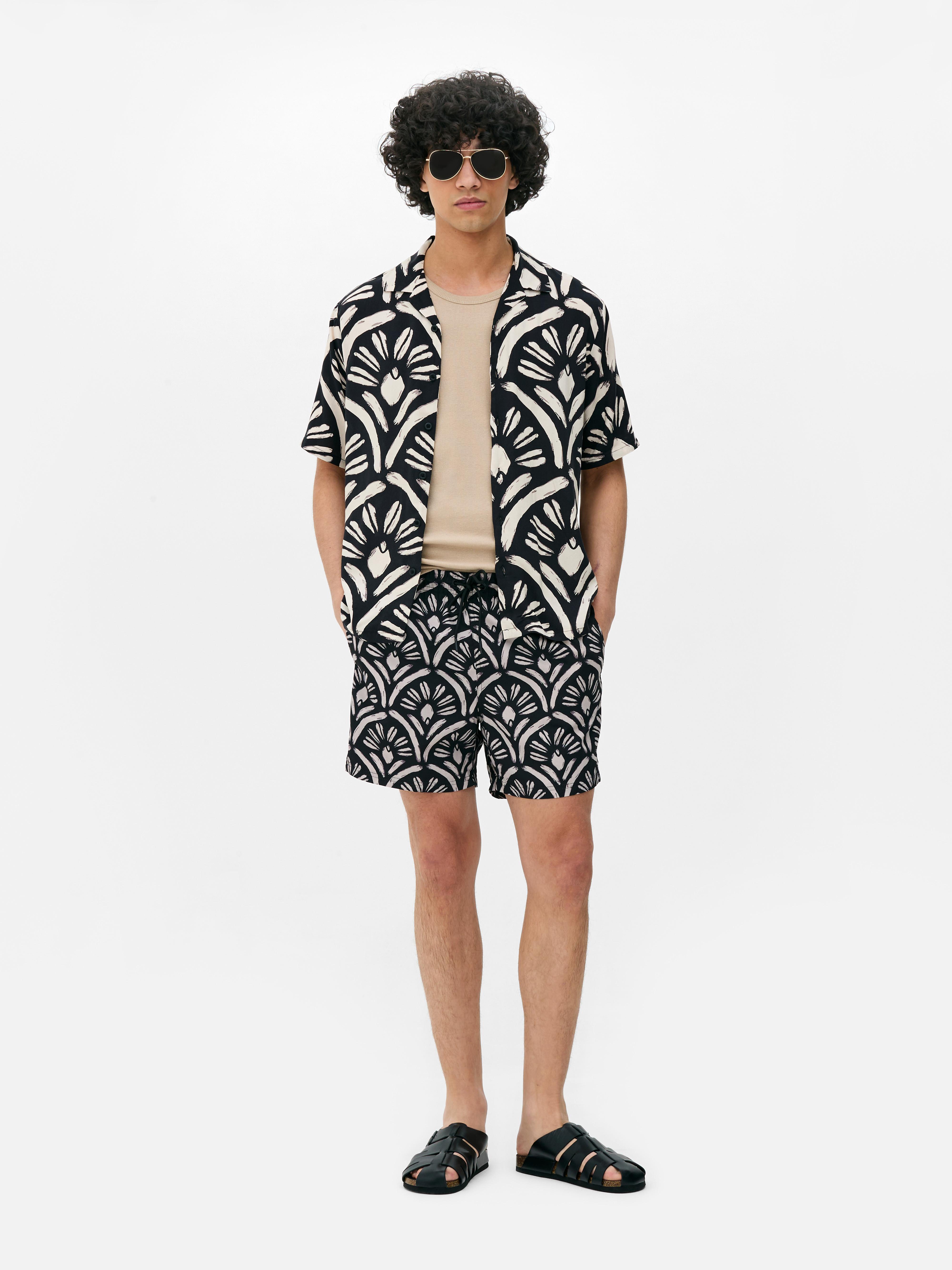 Abstract Button-Up Short Sleeve Shirt