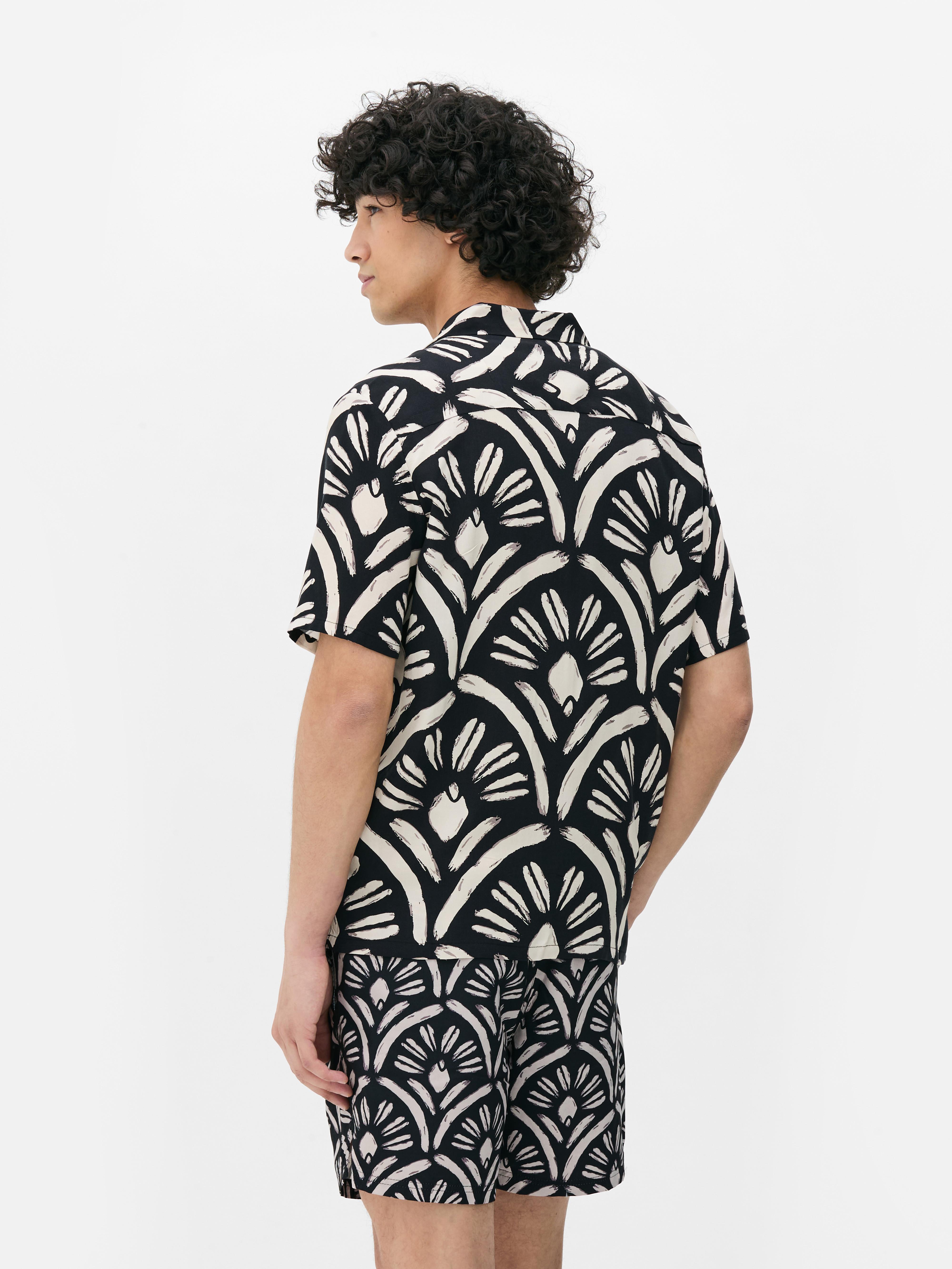 Abstract Button-Up Short Sleeve Shirt