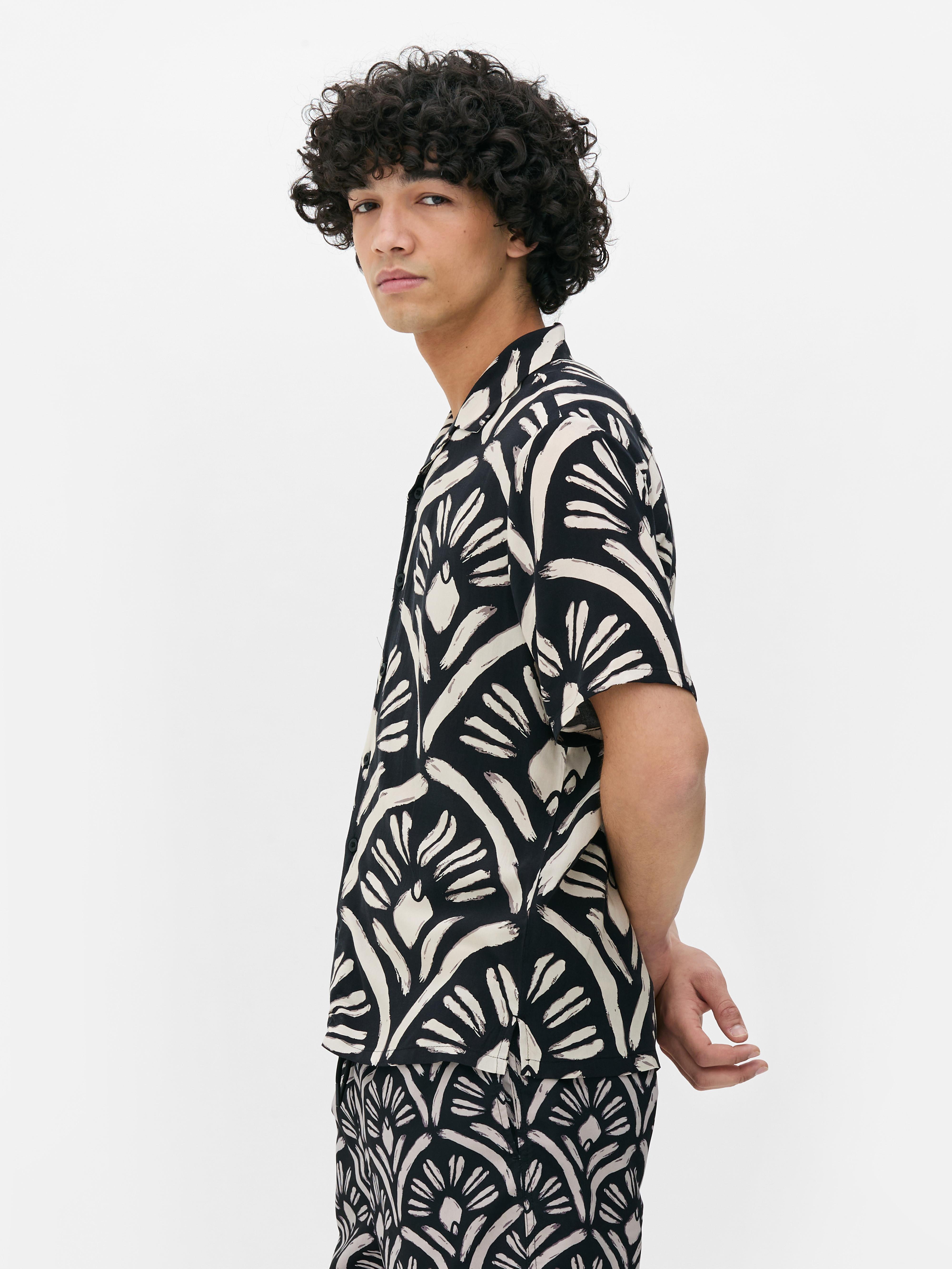 Abstract Button-Up Short Sleeve Shirt