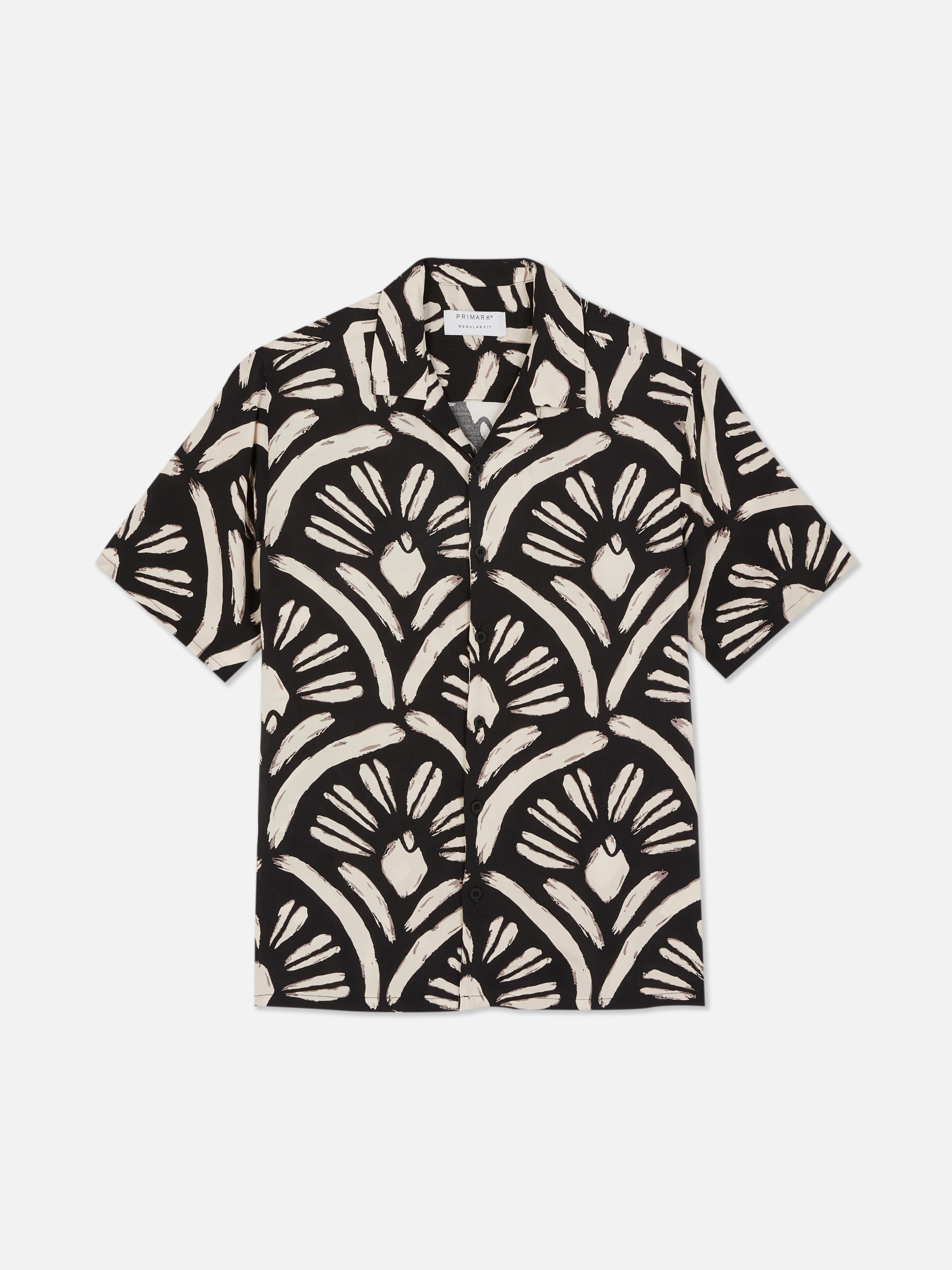 Abstract Button-Up Short Sleeve Shirt