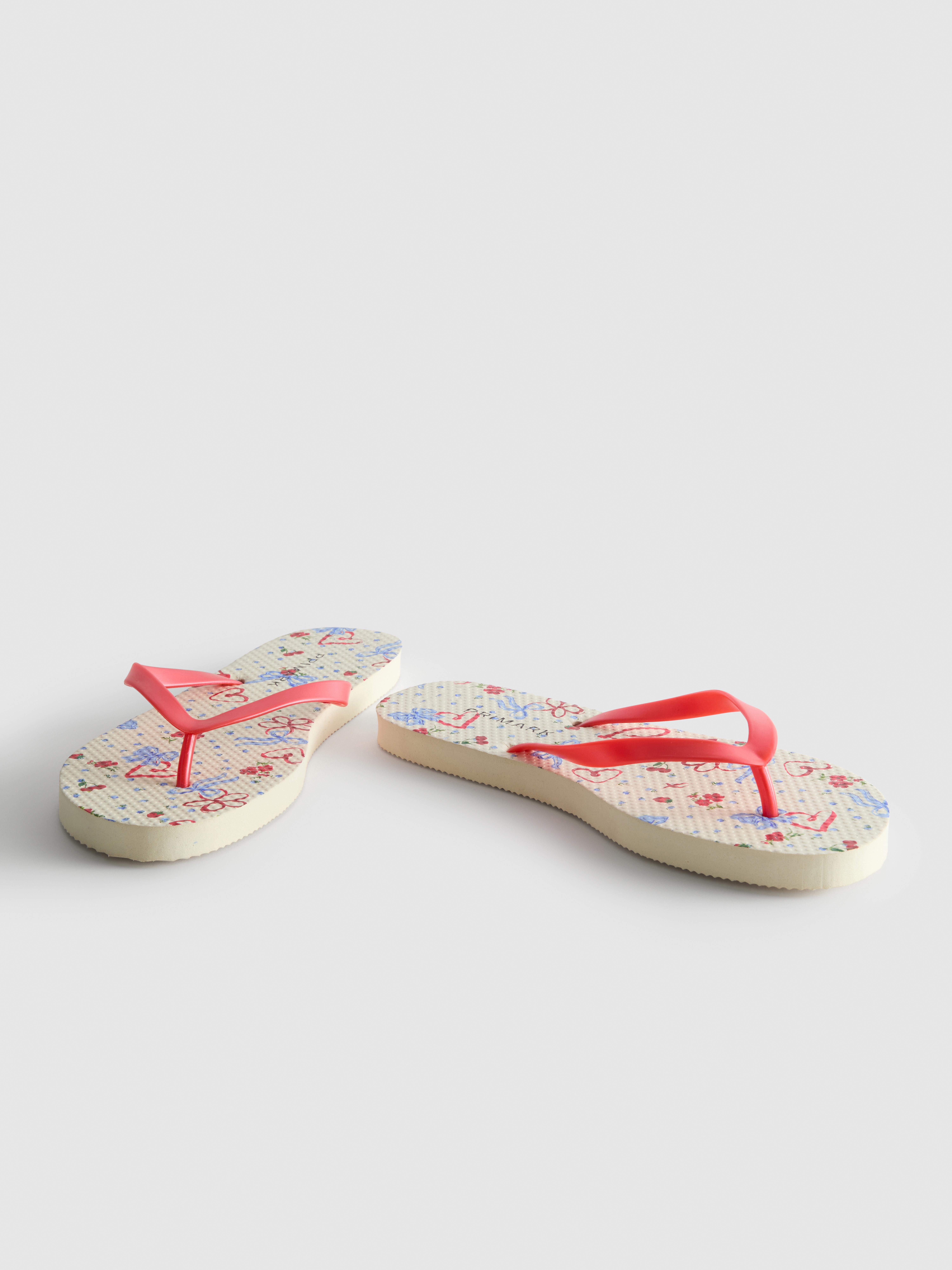 Women's Red Floral Flip Flops