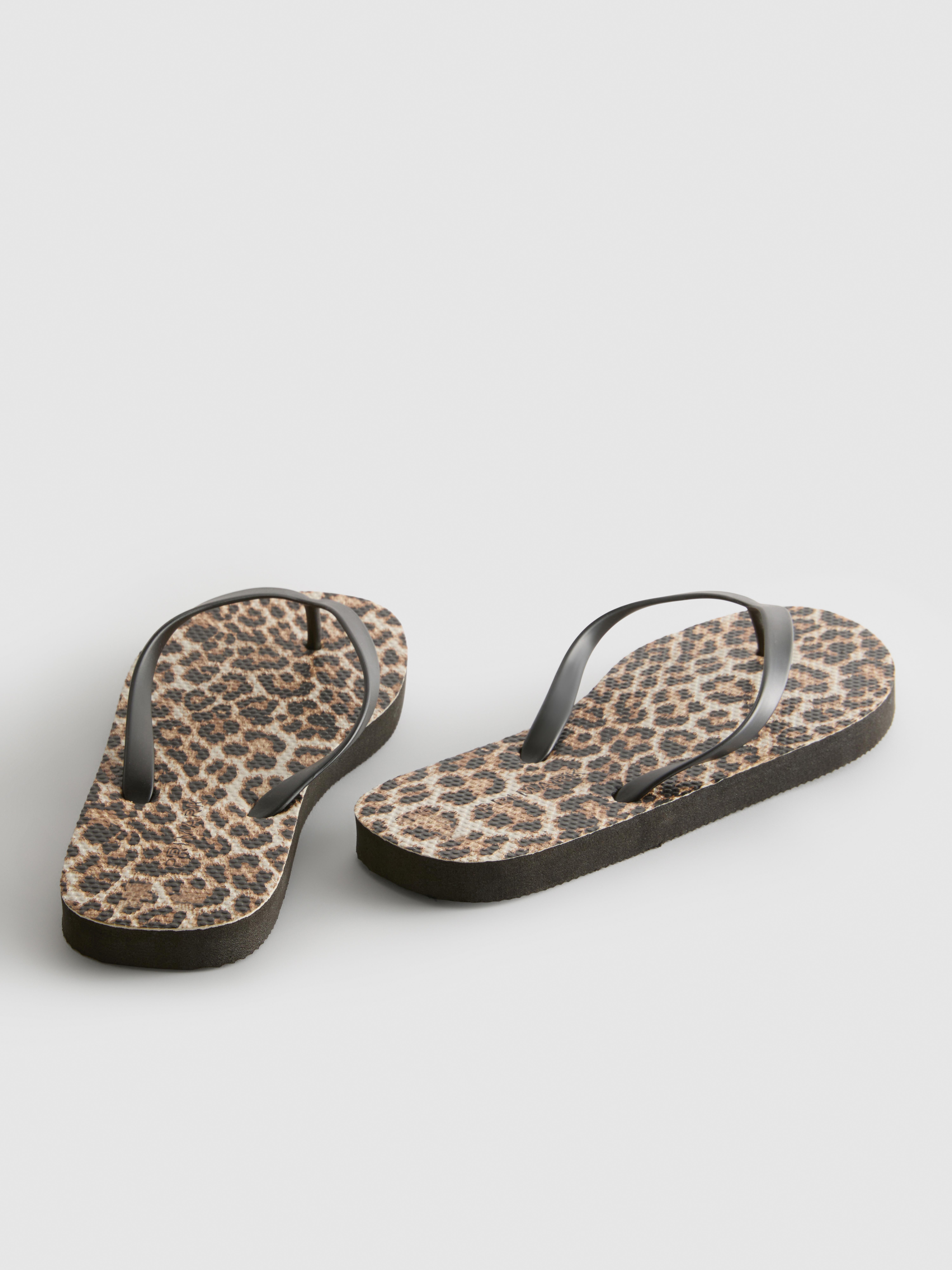 Women's Brown Floral Flip Flops