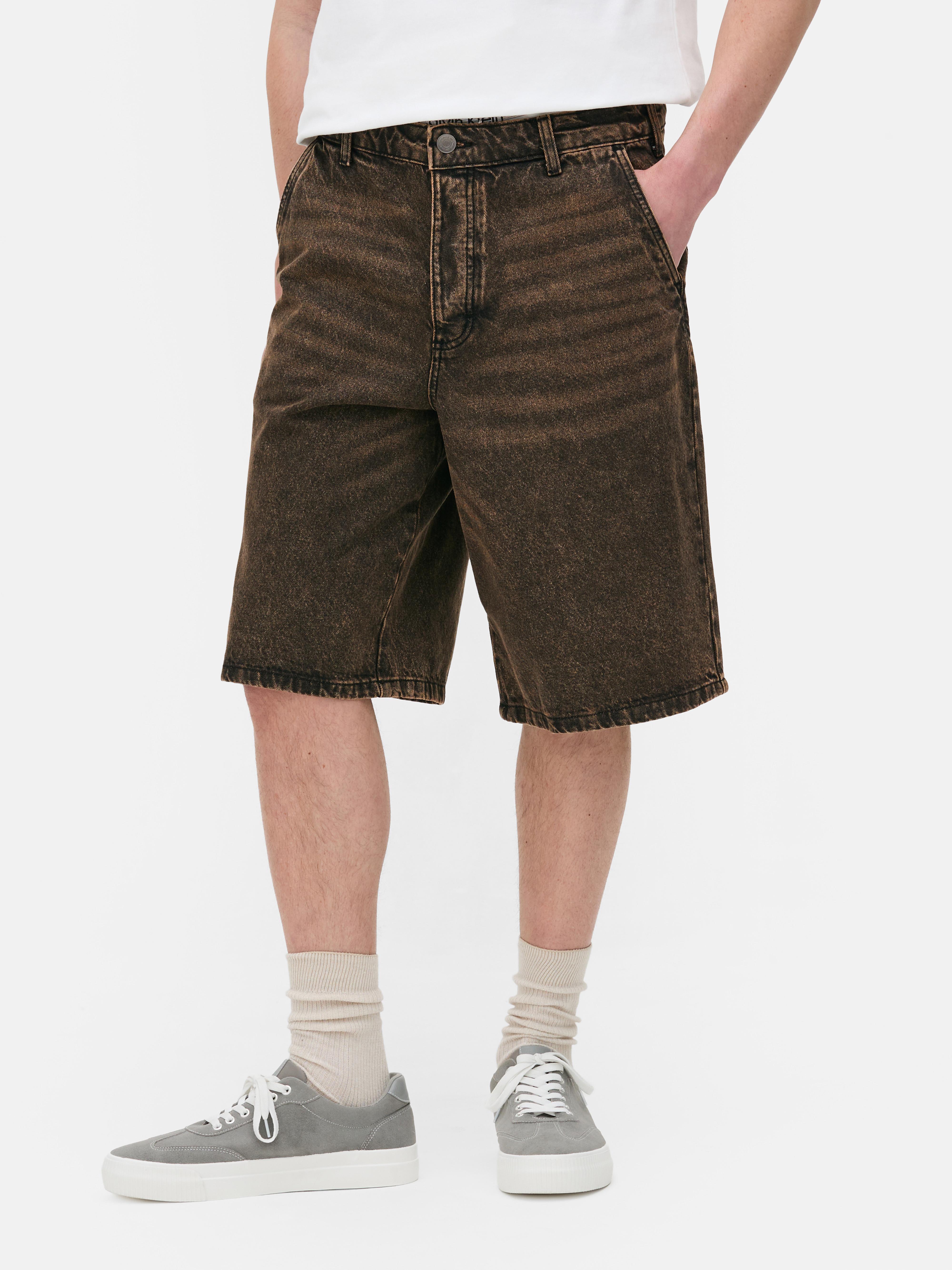 Short en jean baggy Marron