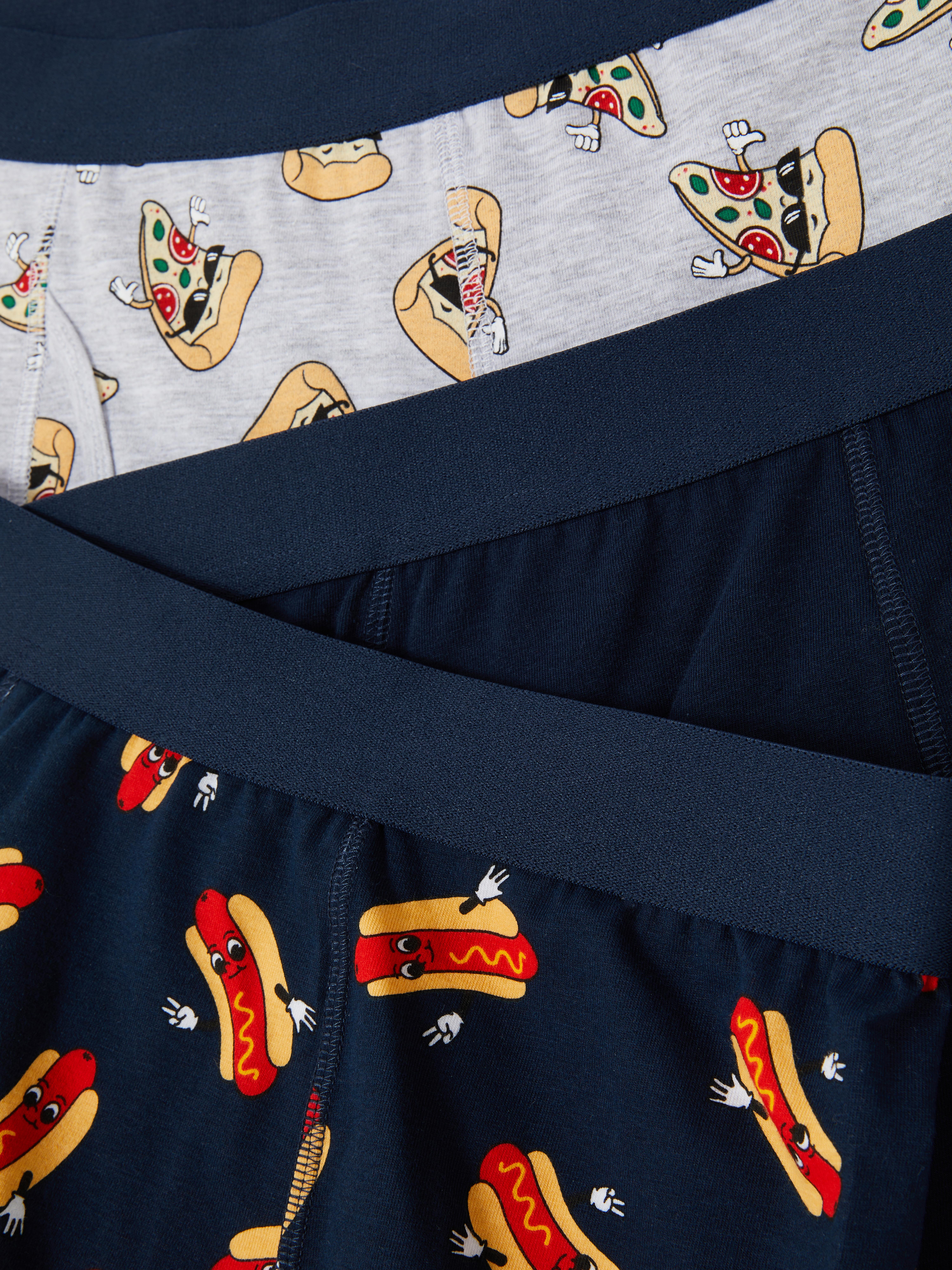 Boxerky s motívom pizze a hot dogu, 3 ks