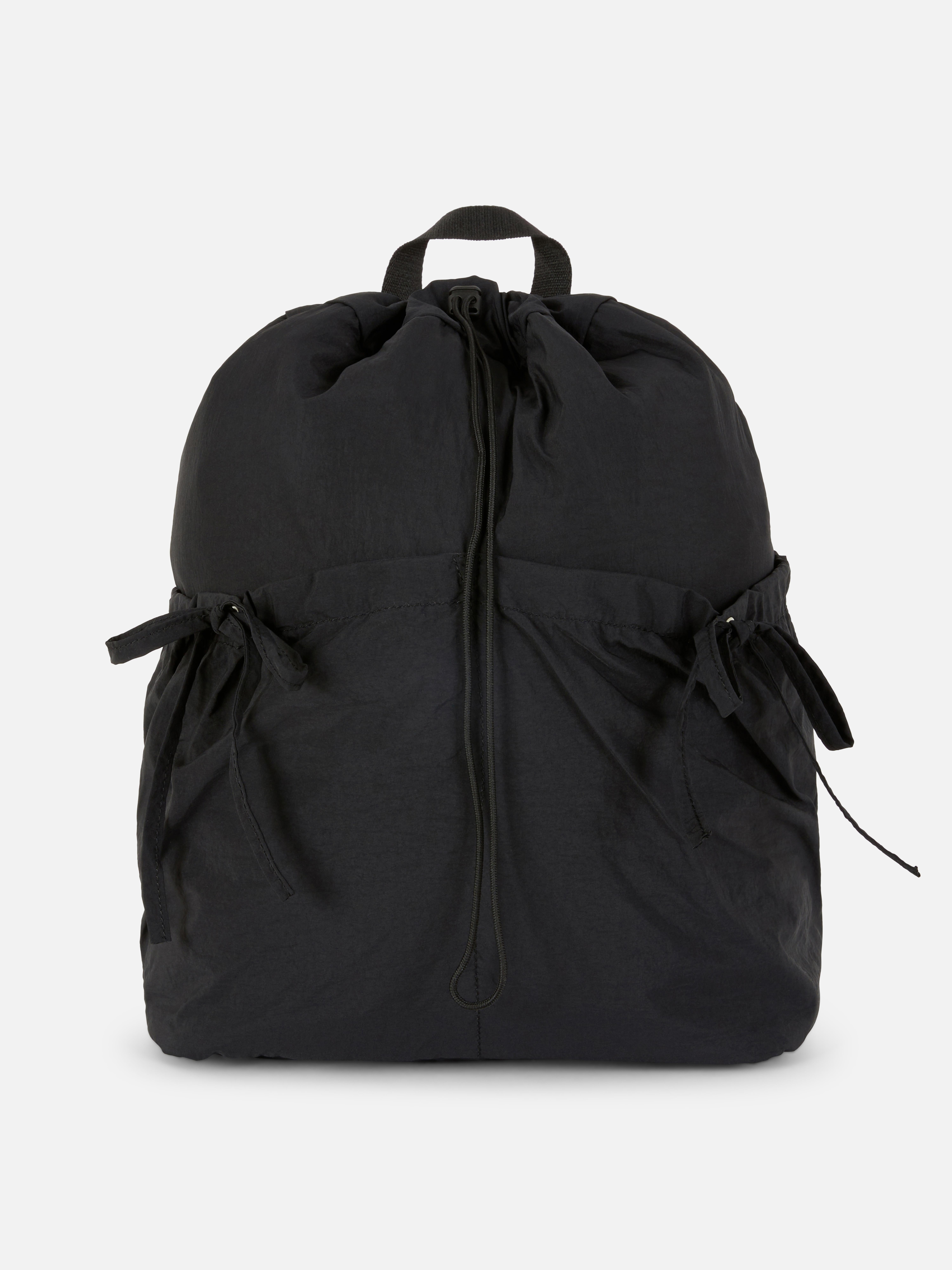 Women s Black Bow Drawstring Backpack Primark