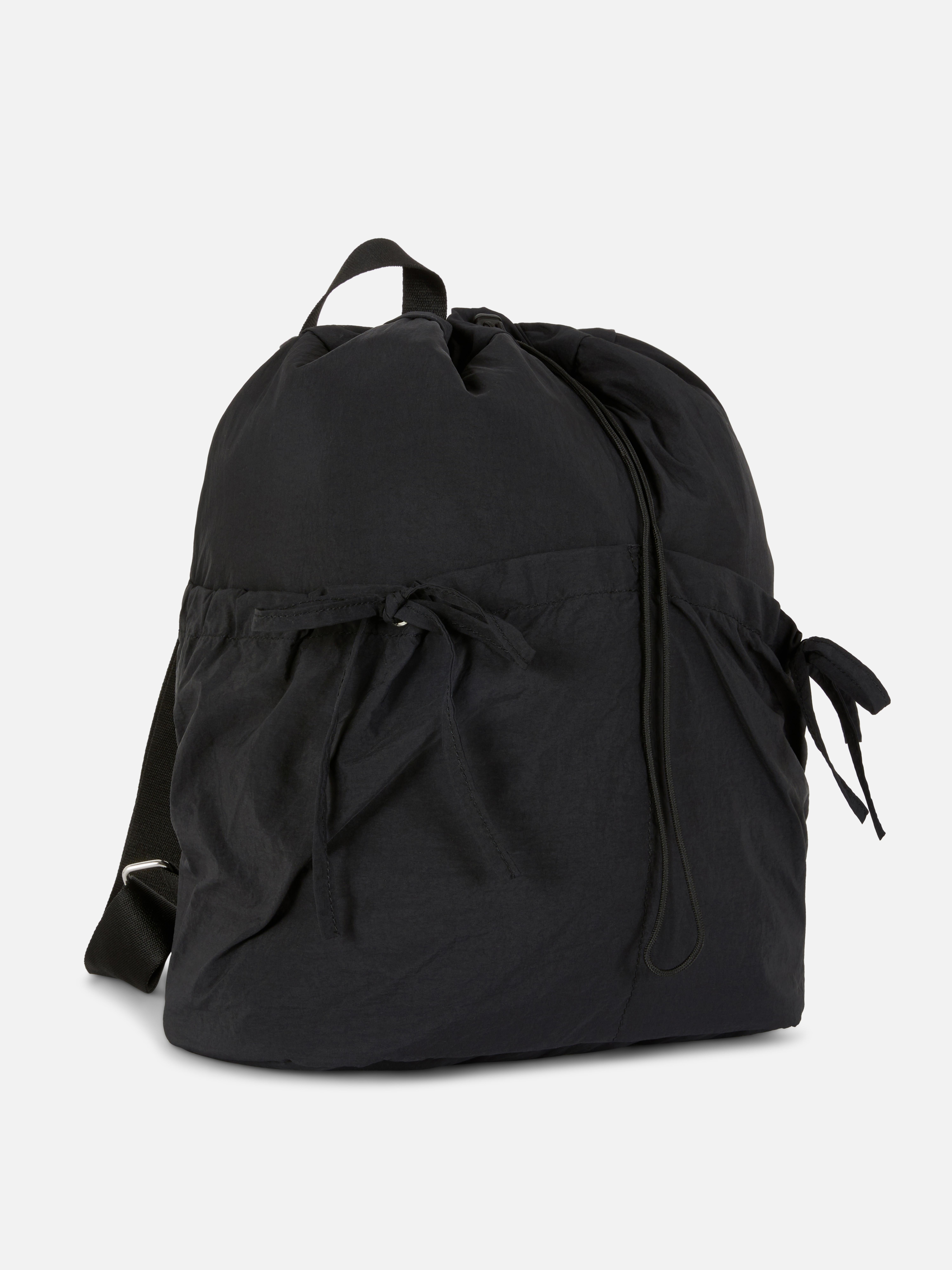 Rucksack mit Schleife und Kordelzug Schwarz Damen Primark