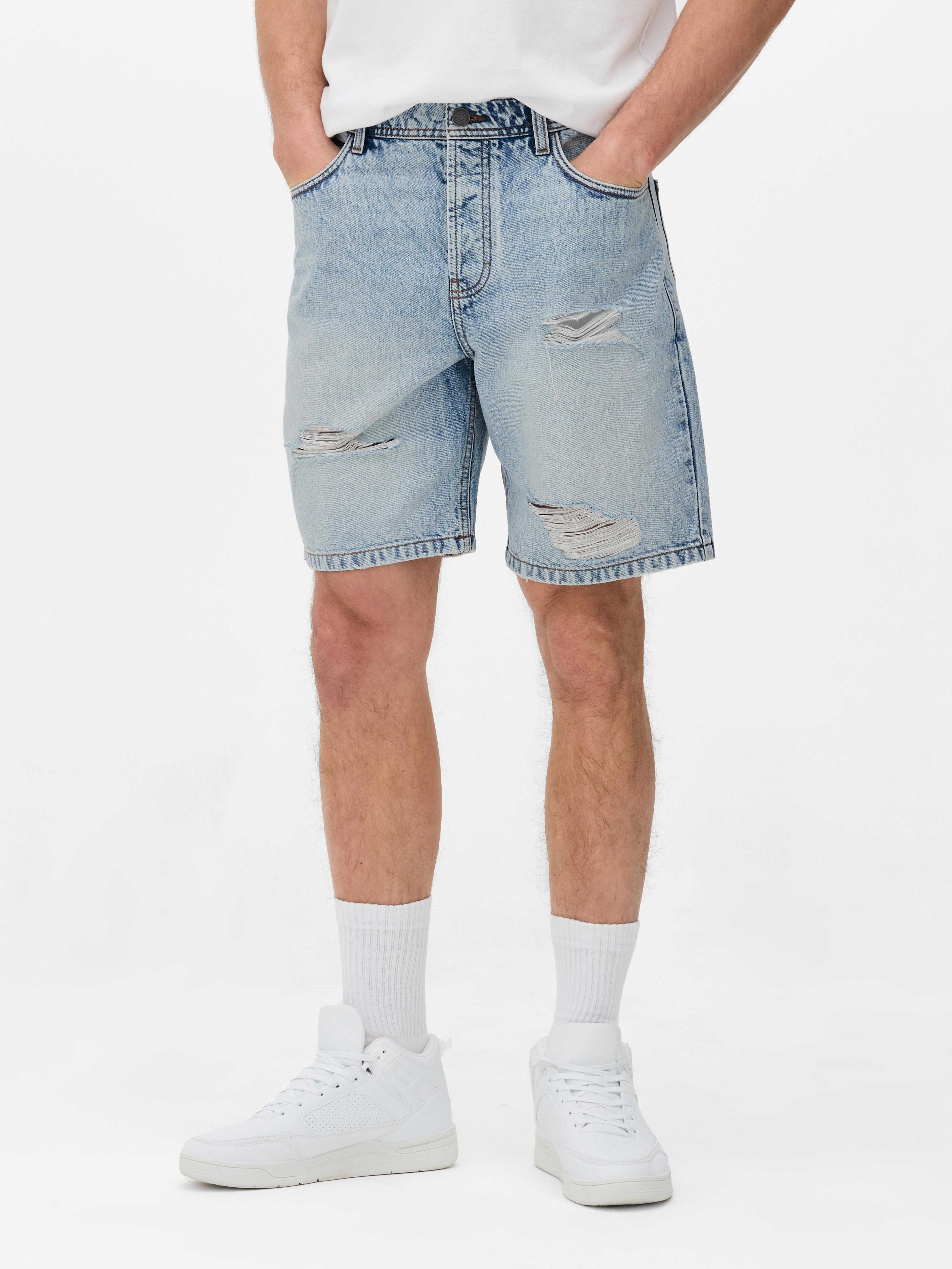 Short en jean déchiré Bleu clair