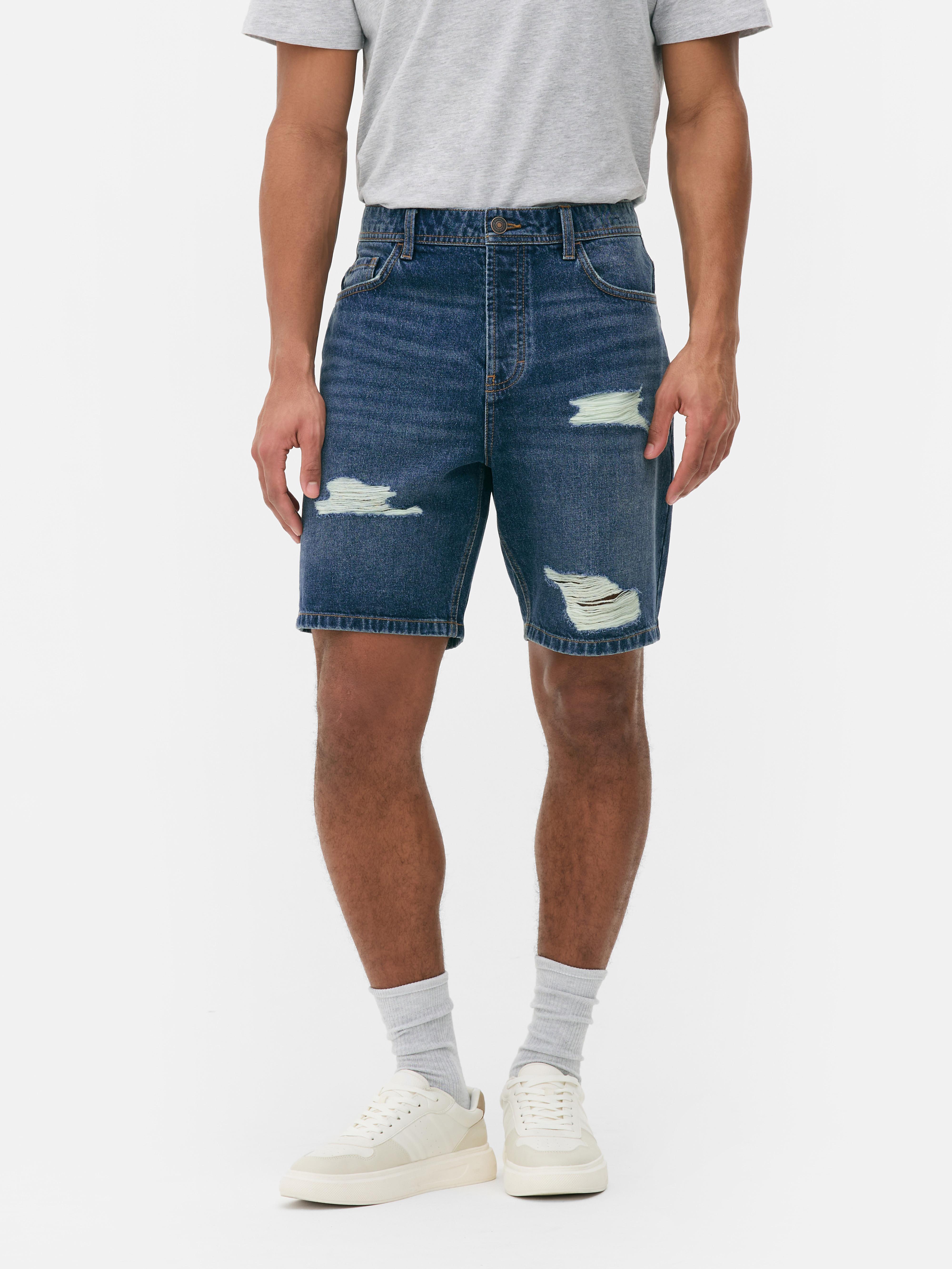 Short en jean déchiré Bleu foncé