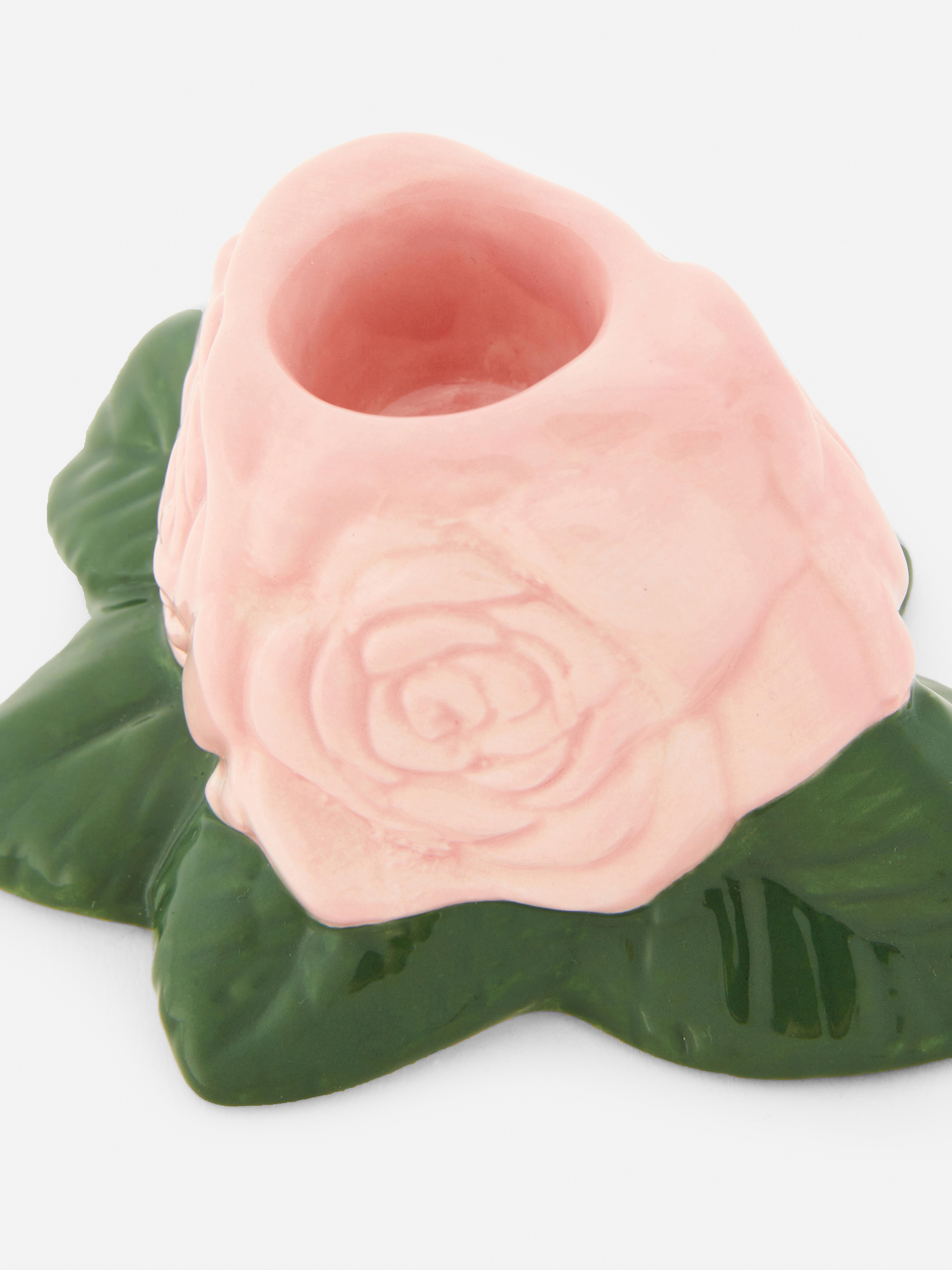 Portavelas de cerámica con rosas