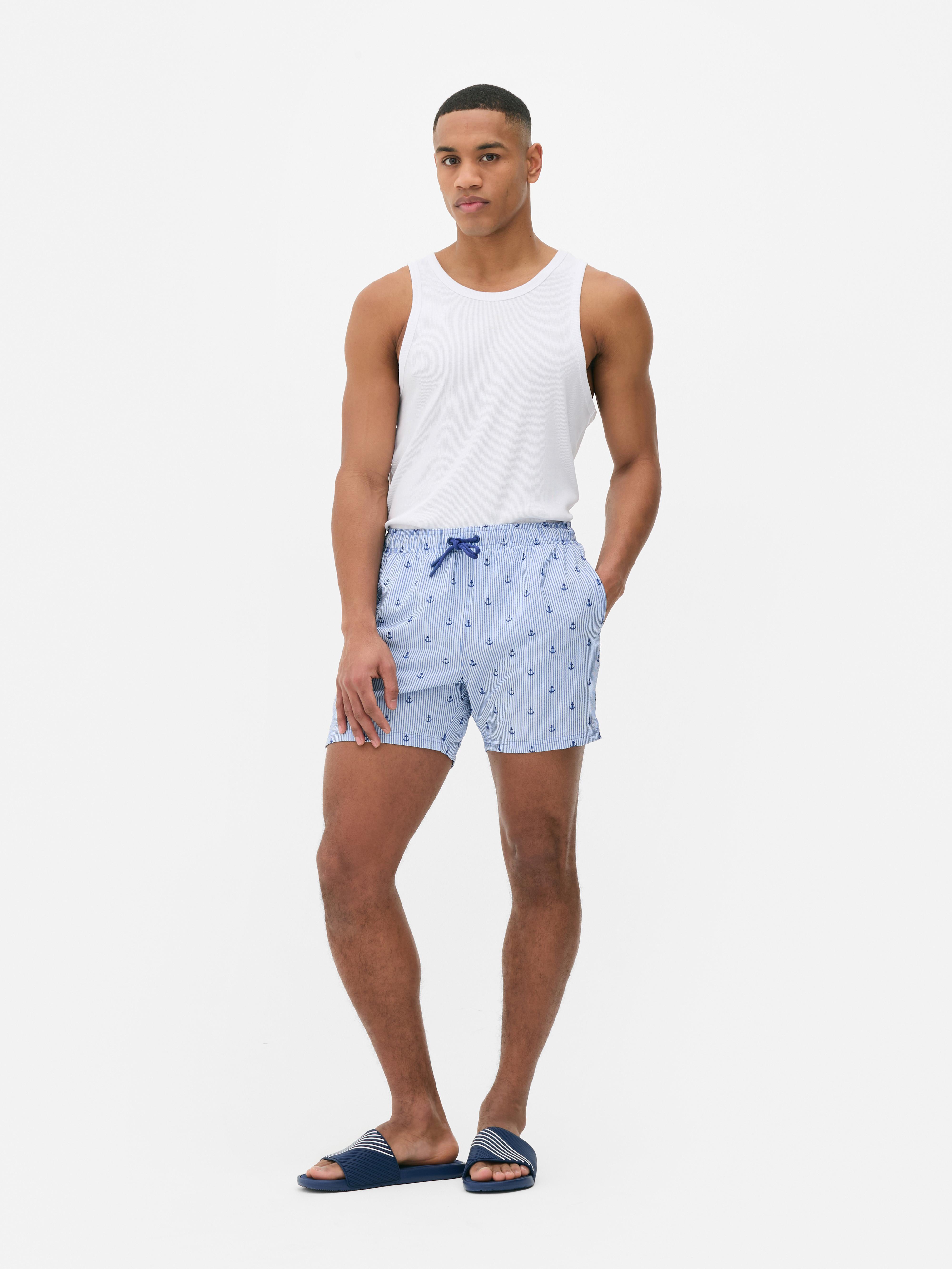 Bestickte Seersucker-Badeshorts