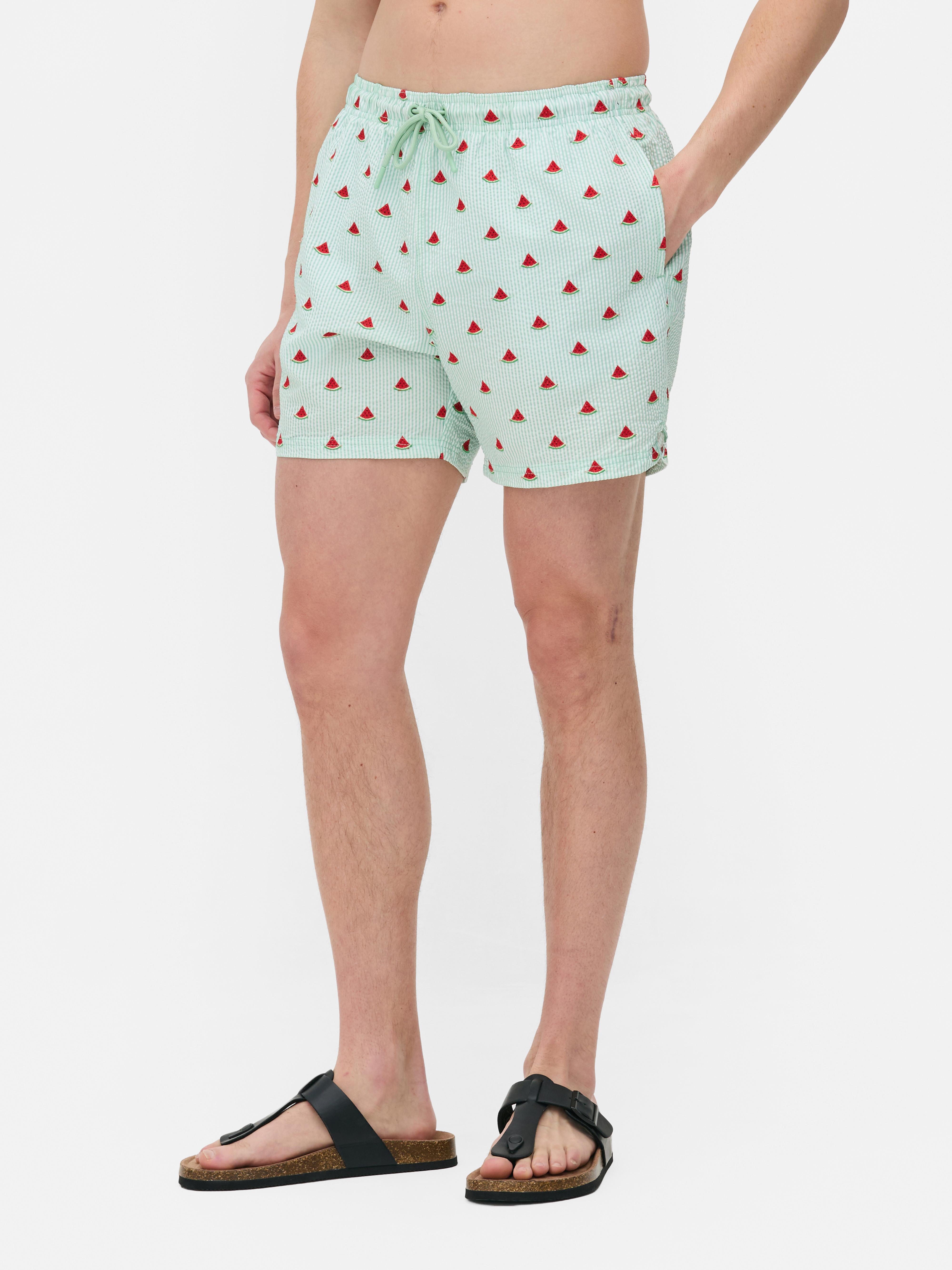 Bestickte Seersucker-Badeshorts