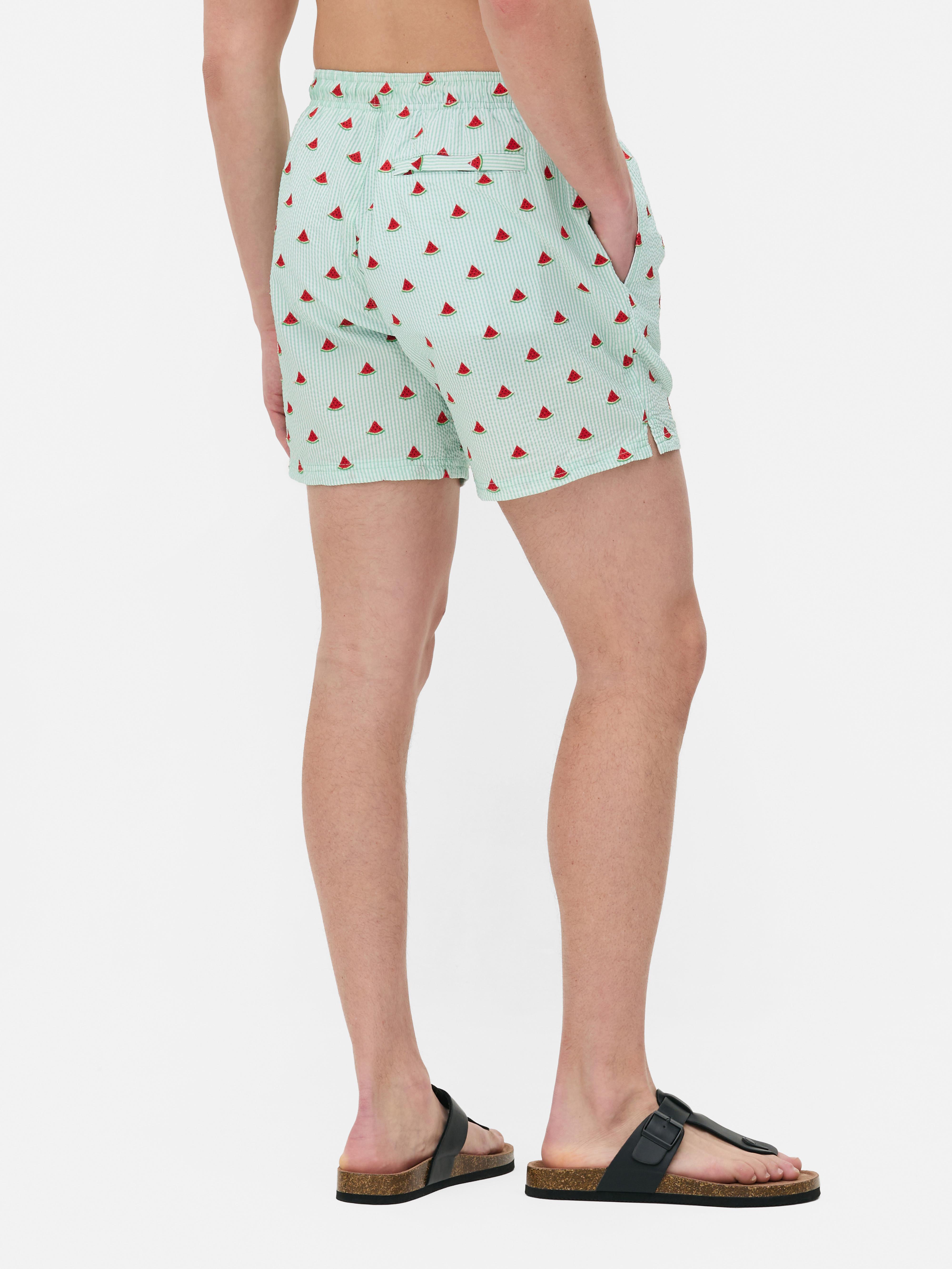 Bestickte Seersucker-Badeshorts