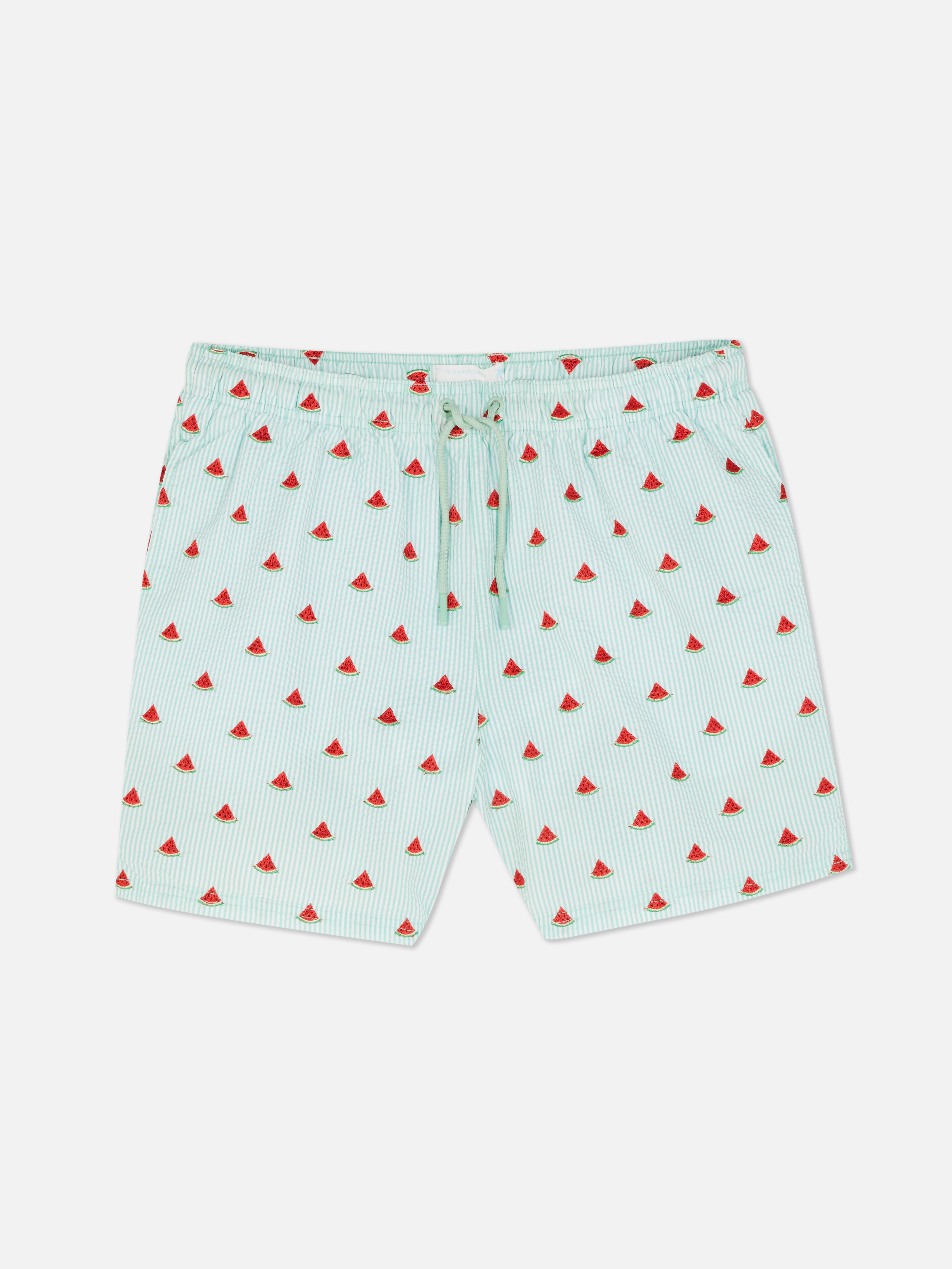 Bestickte Seersucker-Badeshorts