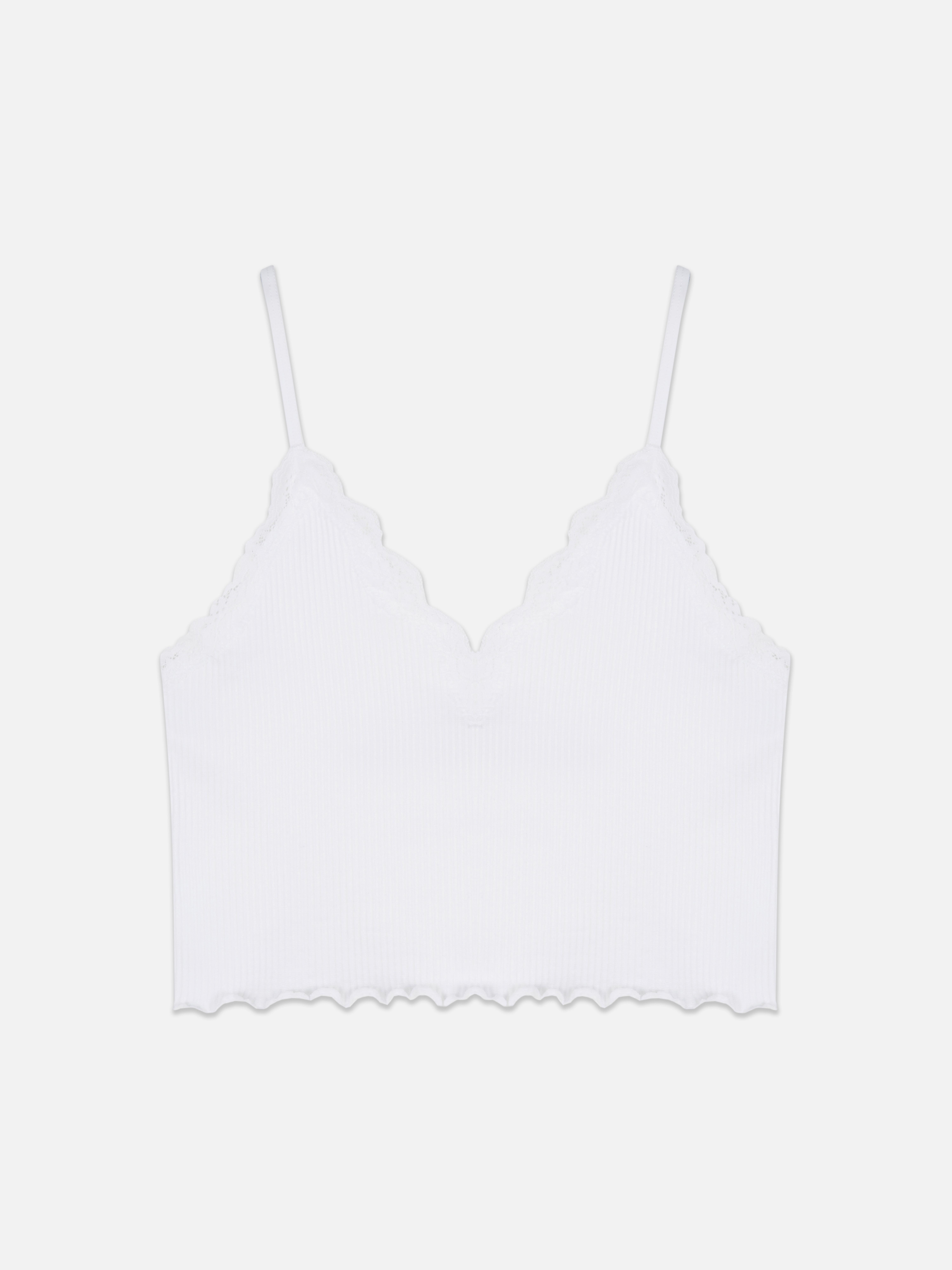 Ribbed Lace Trim Cami