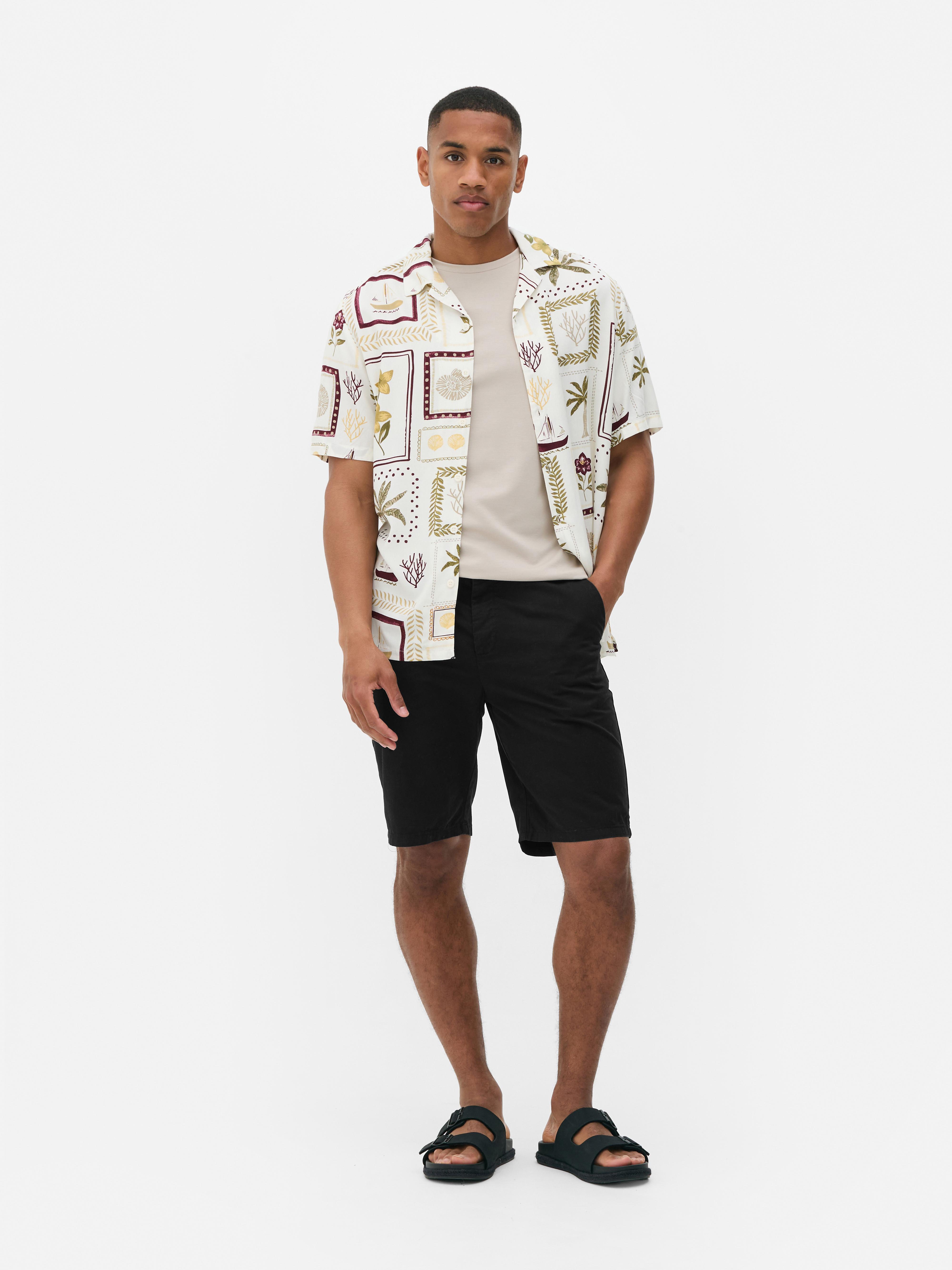 Button-Fly Chino Shorts Black