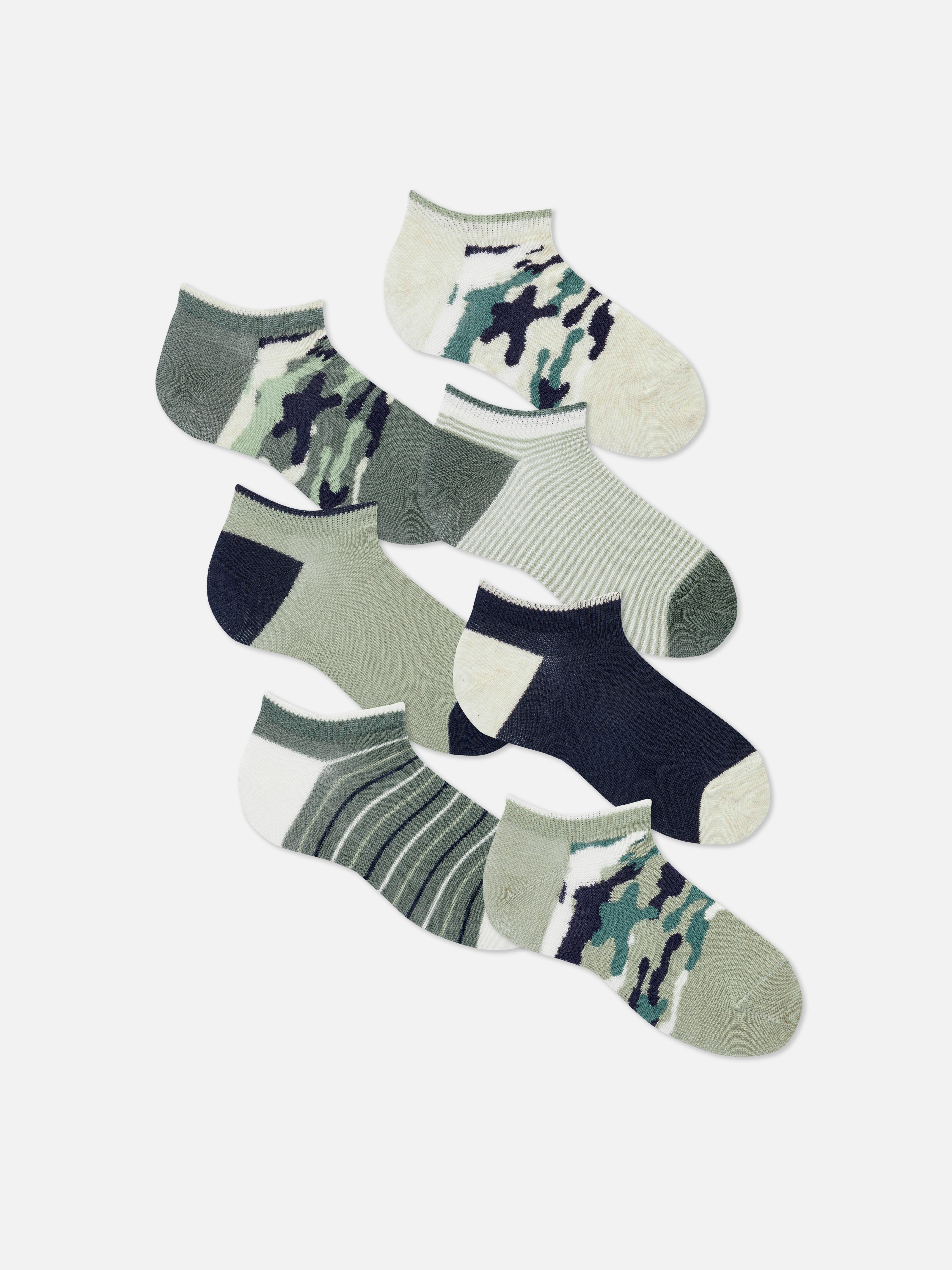 Sneakersokken met camouflageprint, 7 paar