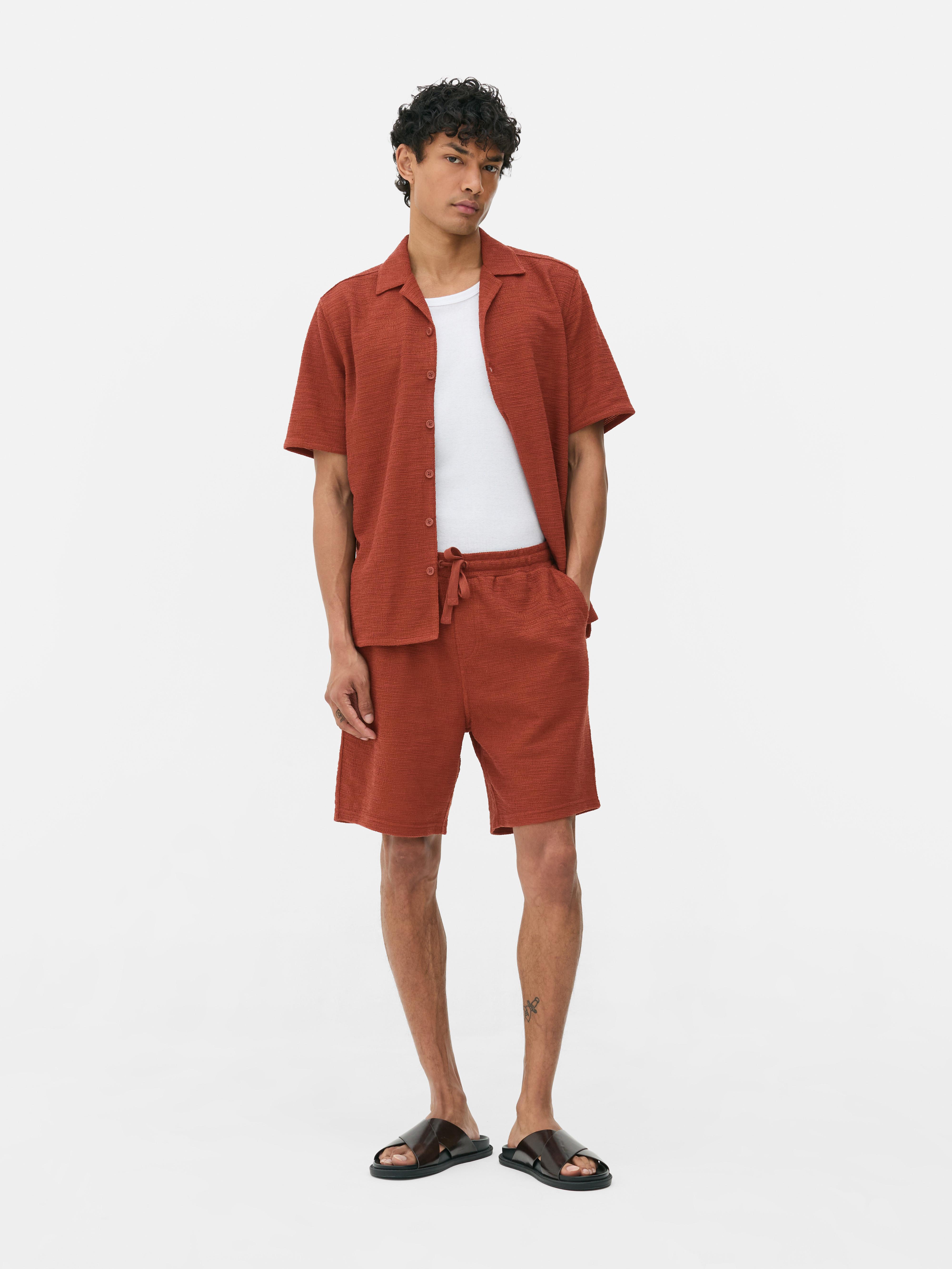 Jersey-Shorts mit Kordelzug Terrakottafarben
