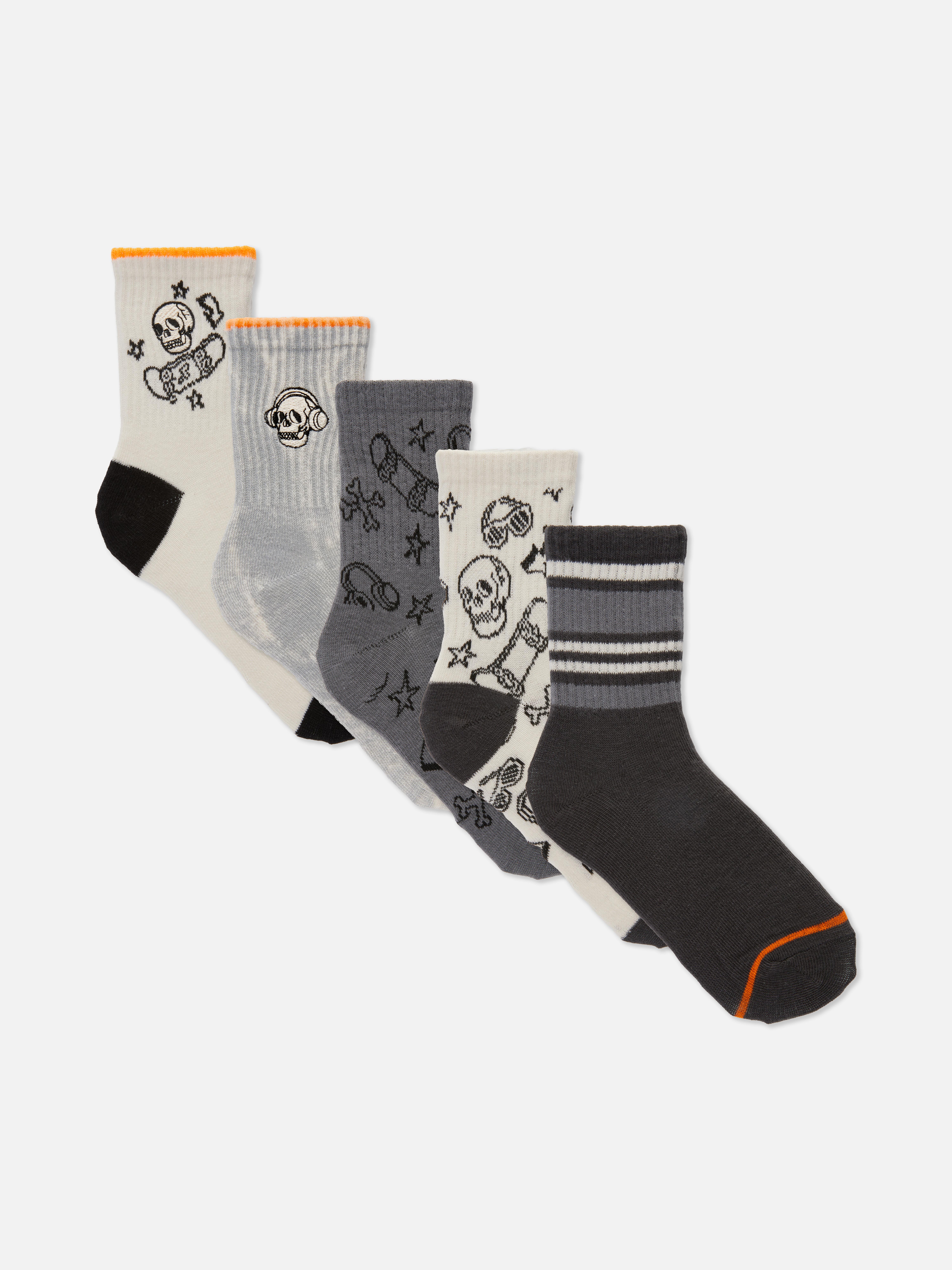 Pack de 5 pares de calcetines tobilleros acanalados