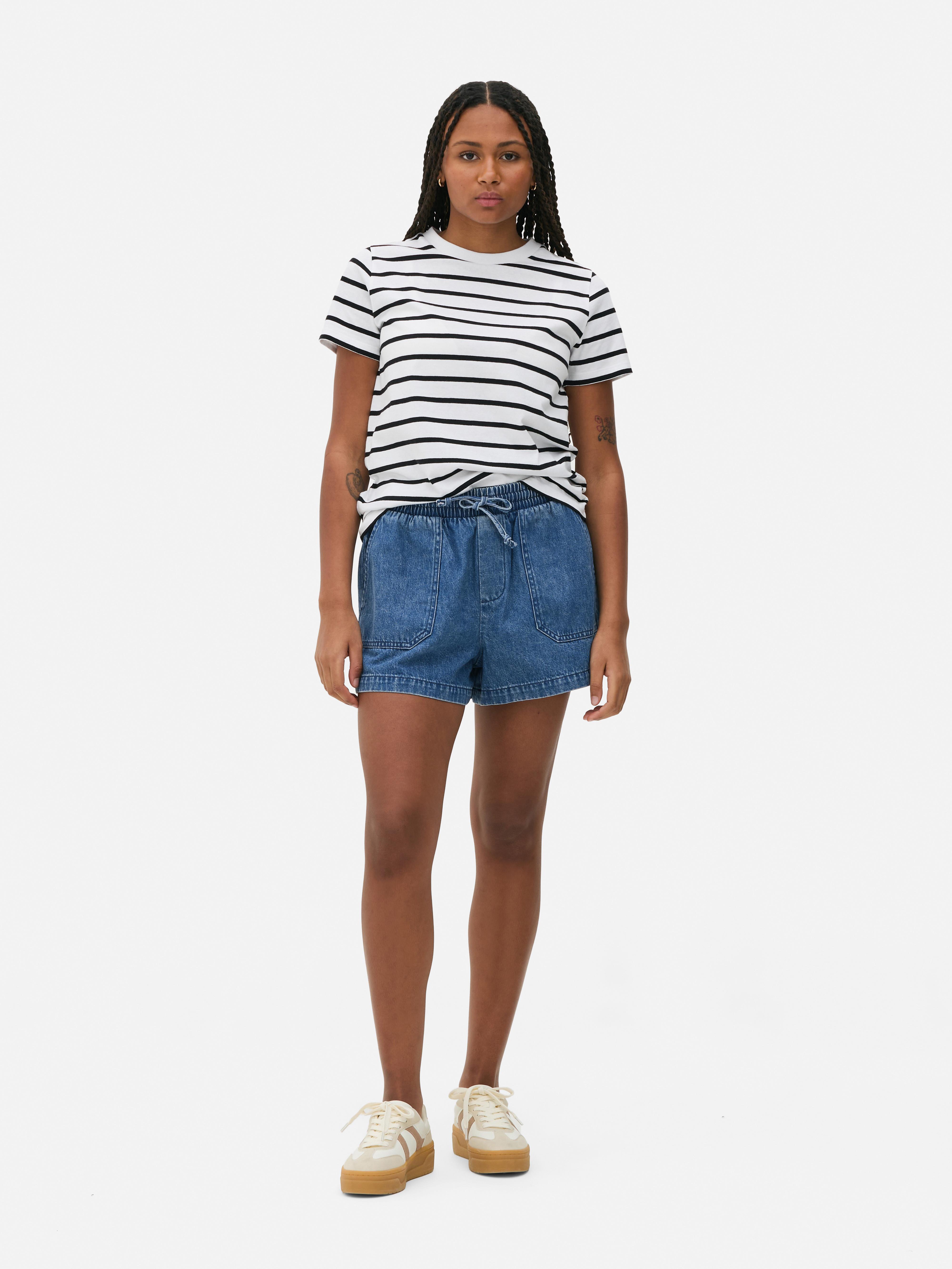 Elasticated Denim Shorts