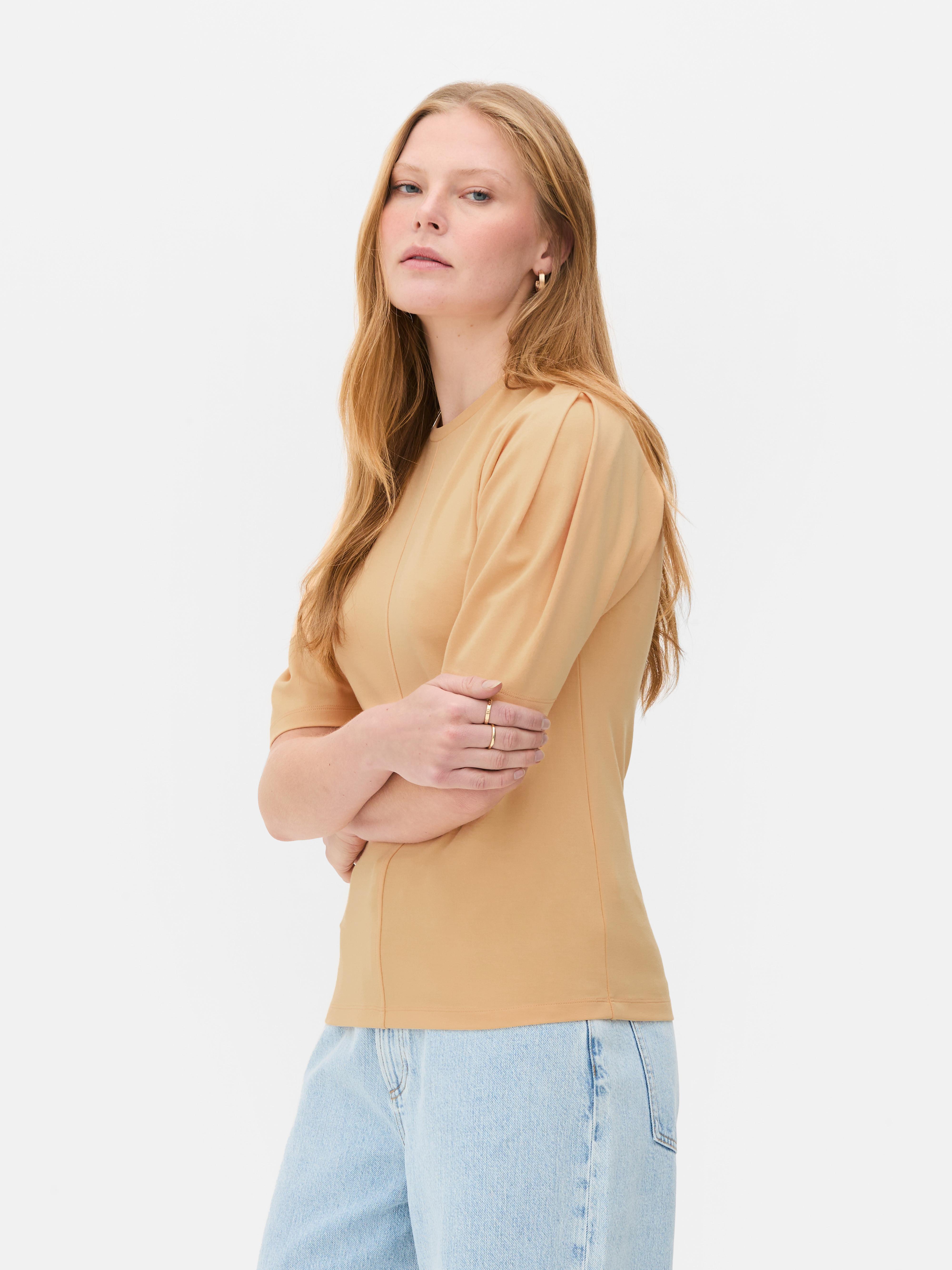 T-shirt met geplooide mouwen The Edit
