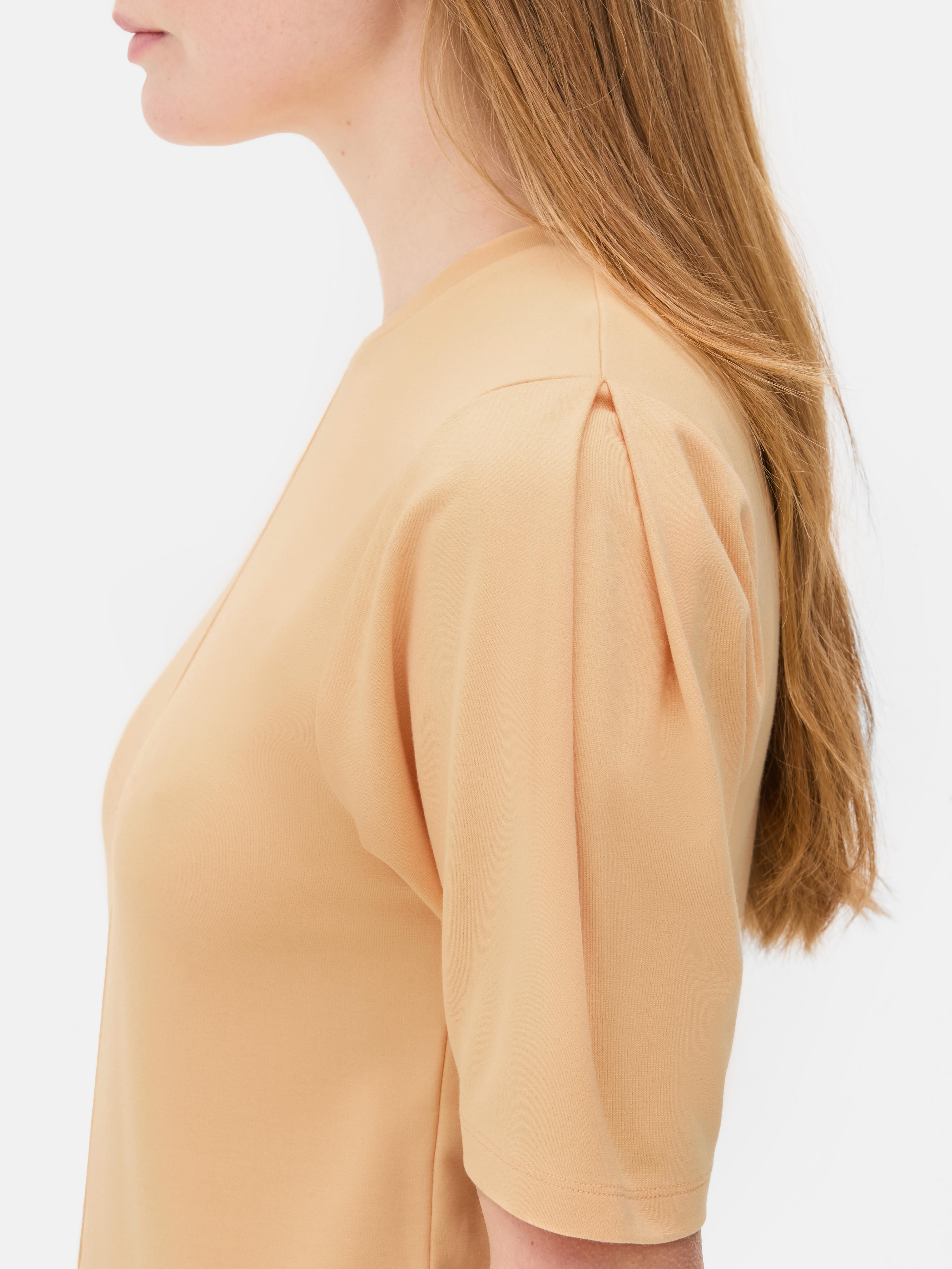 T-shirt met geplooide mouwen The Edit