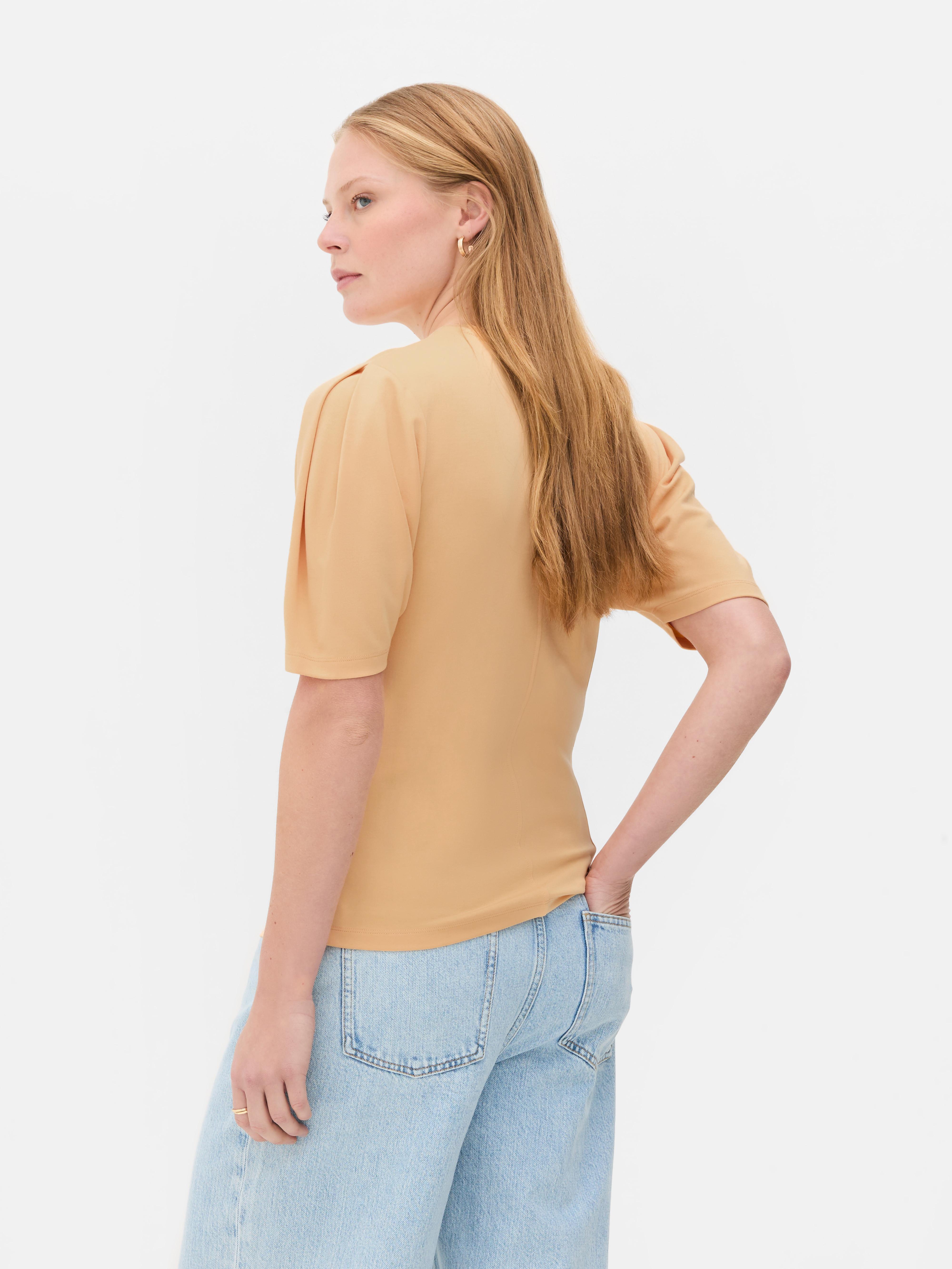 T-shirt met geplooide mouwen The Edit