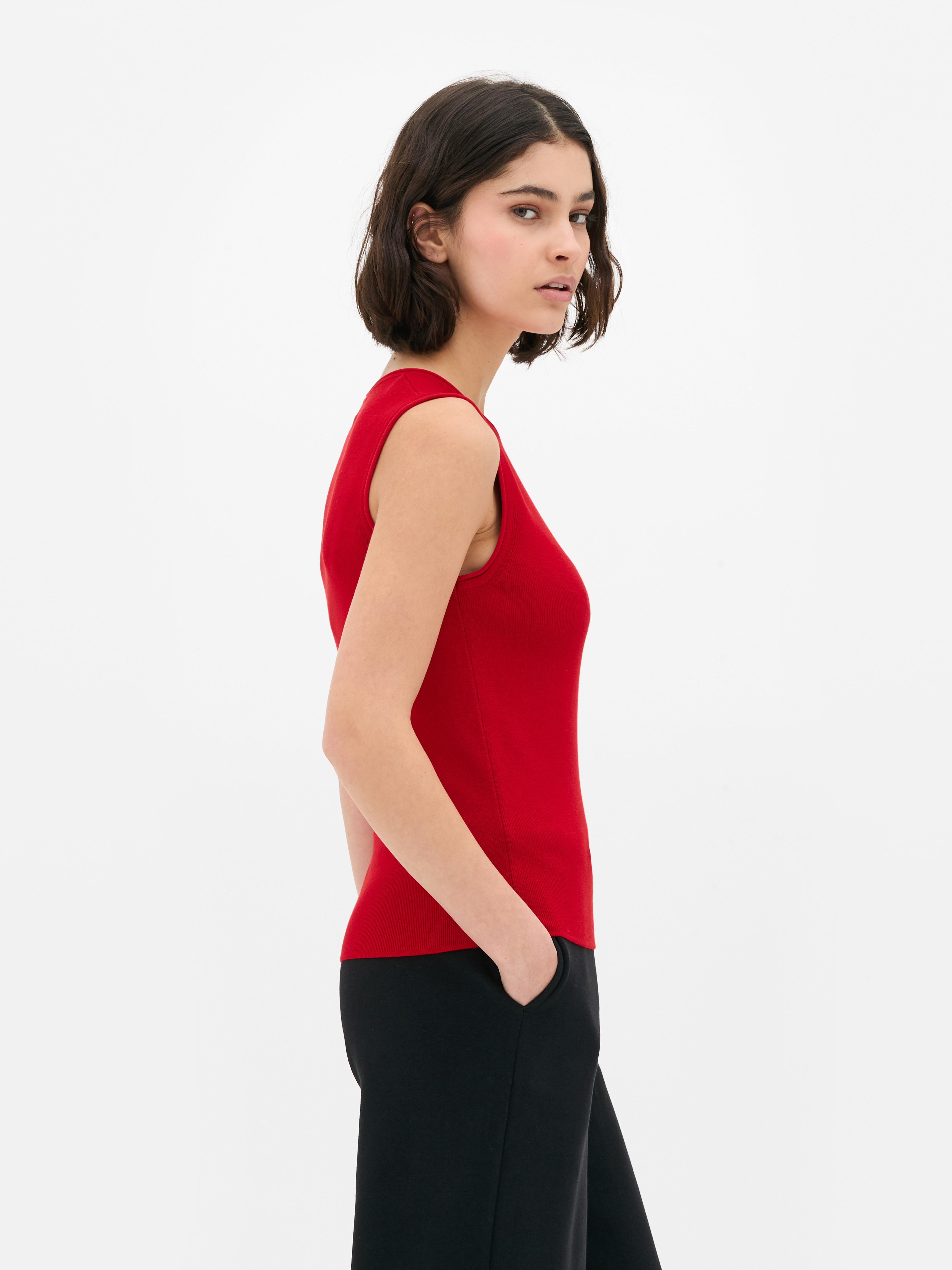 Pull à col ras-du-cou et à boutons - Rouge - Femme