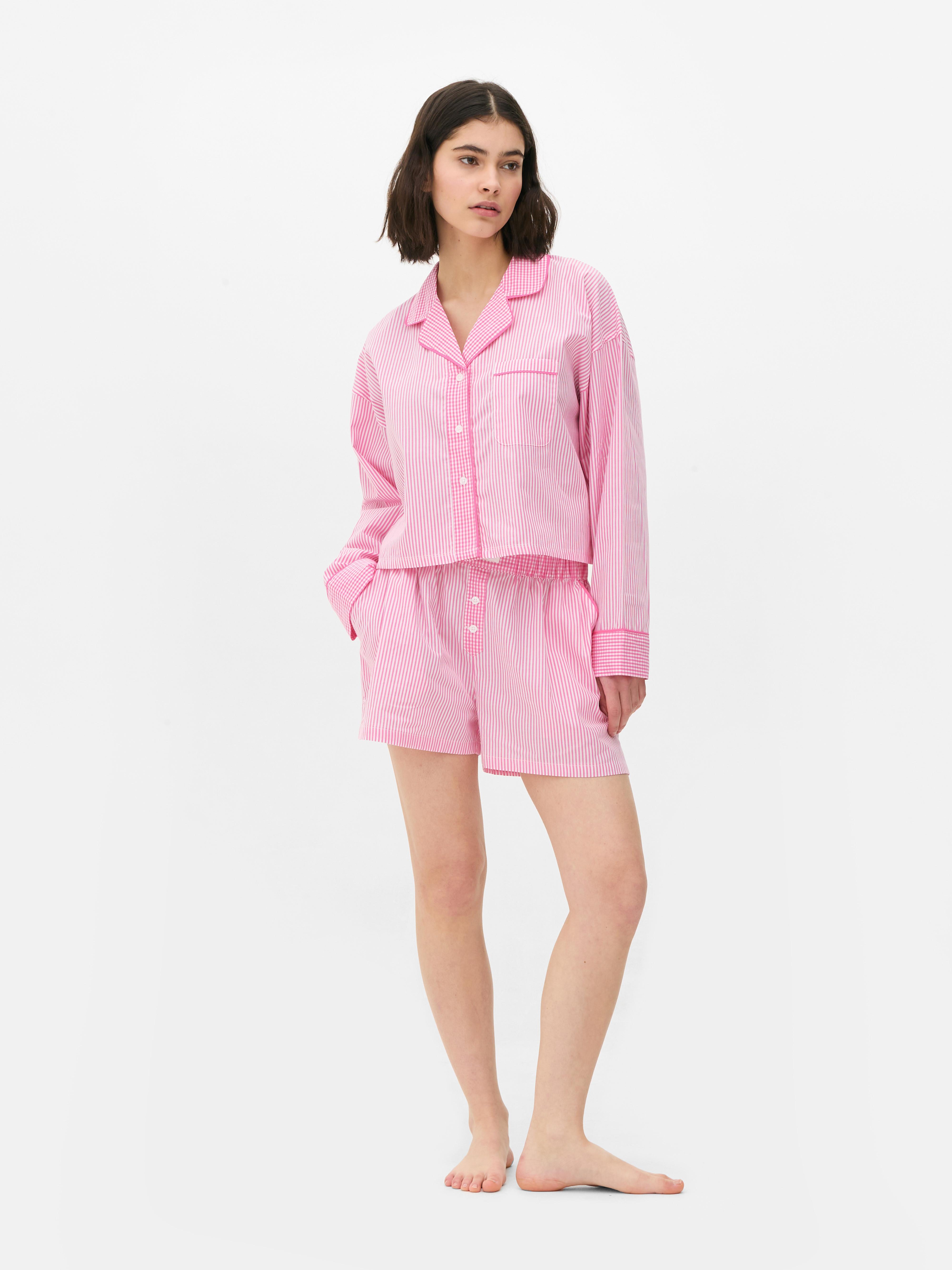 Chemise de pyjama tissée rayée à manches longues