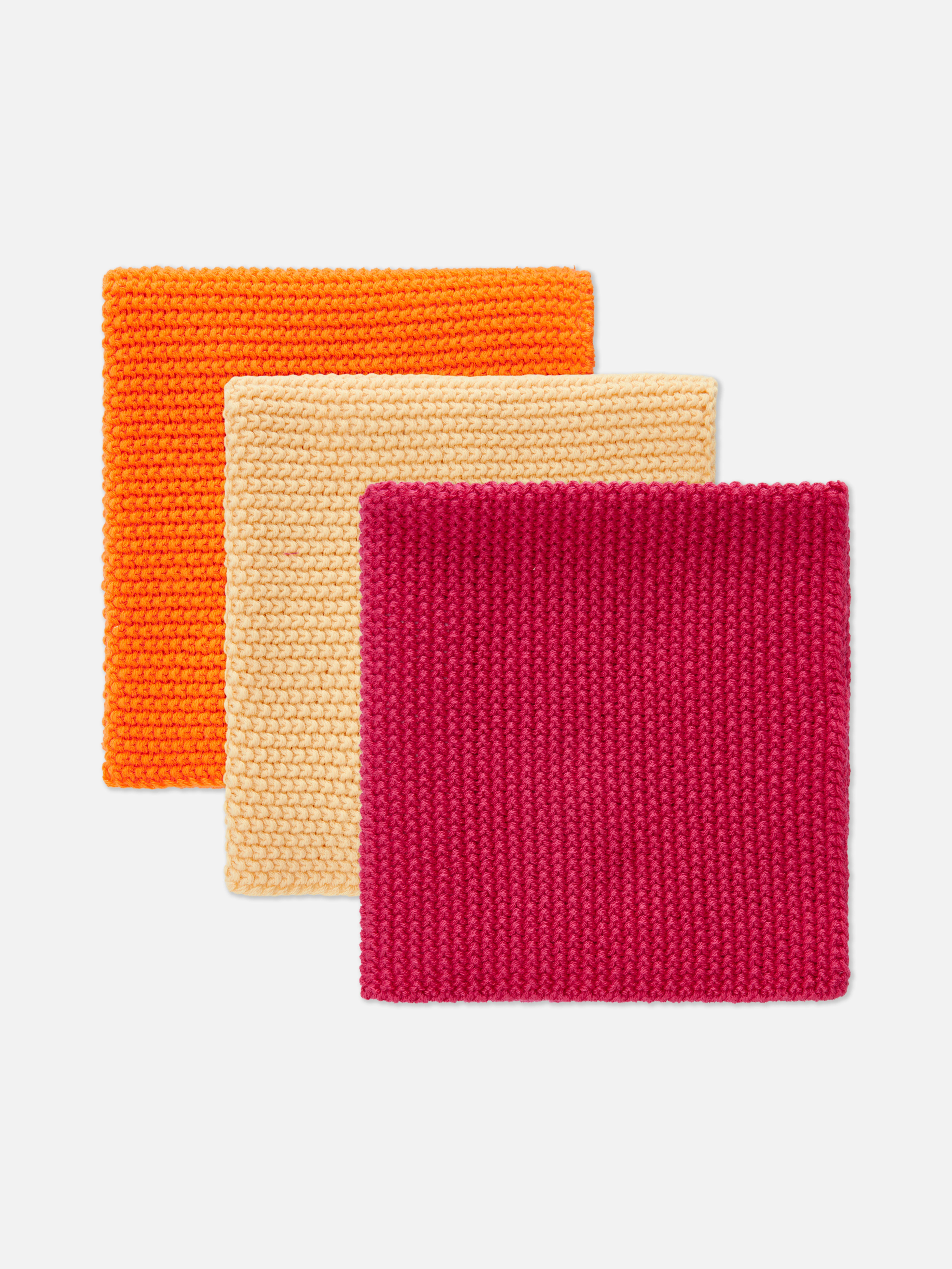 Gebreide vaatdoekjes, set van 3 Oranje