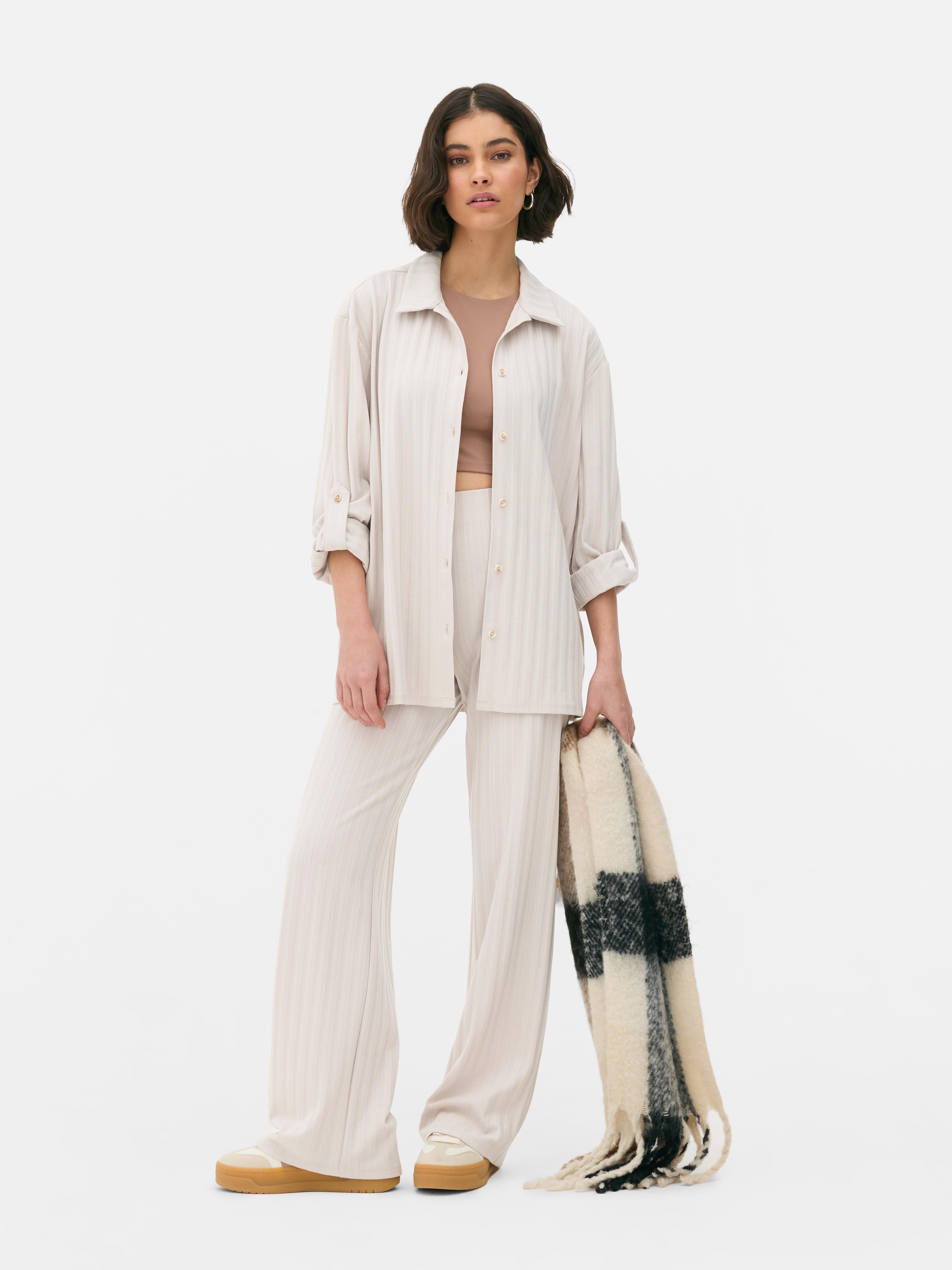 Camicia oversize con bottoni a coste