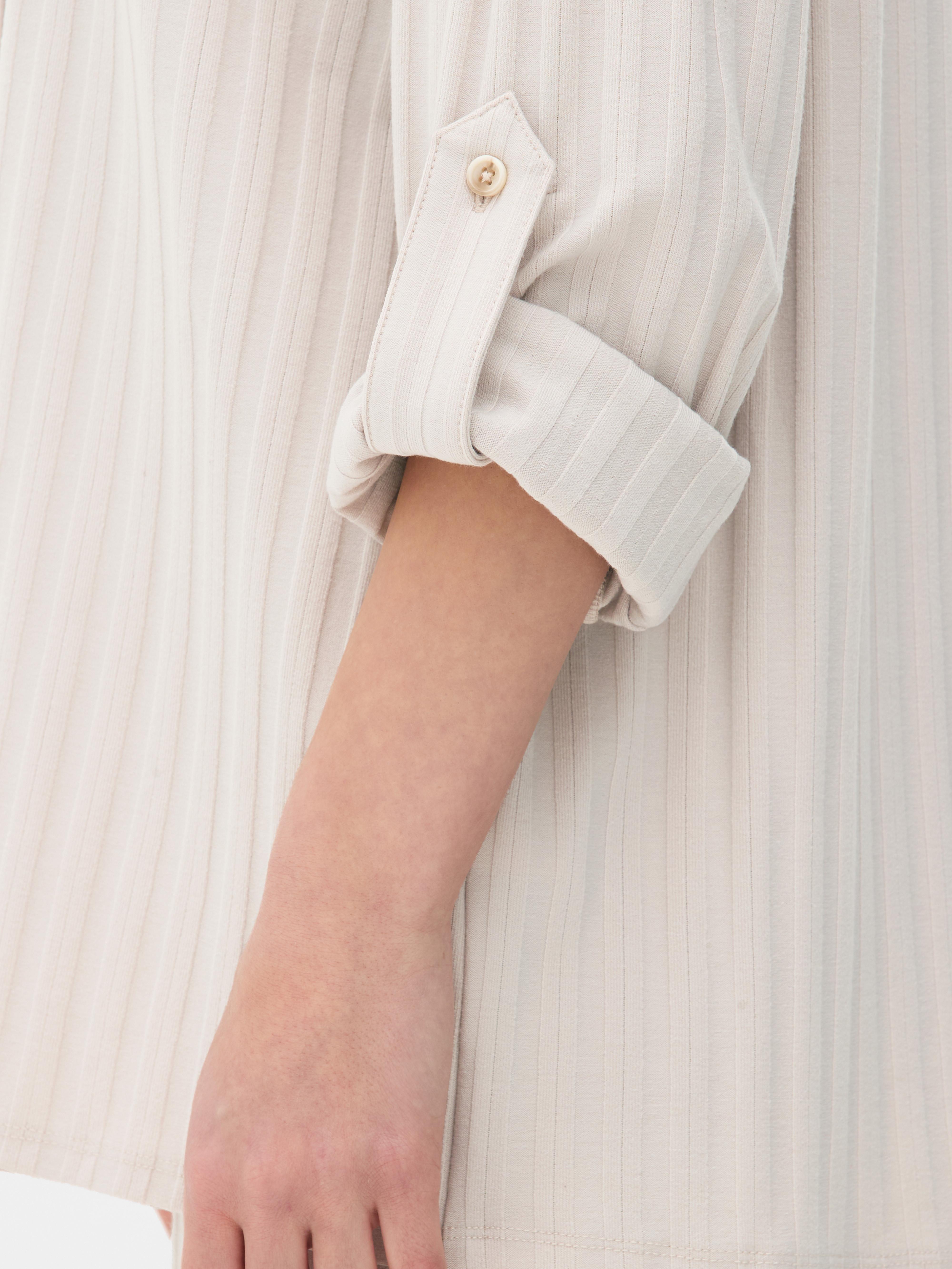 Ribbed Oversized Button-Up Shirt