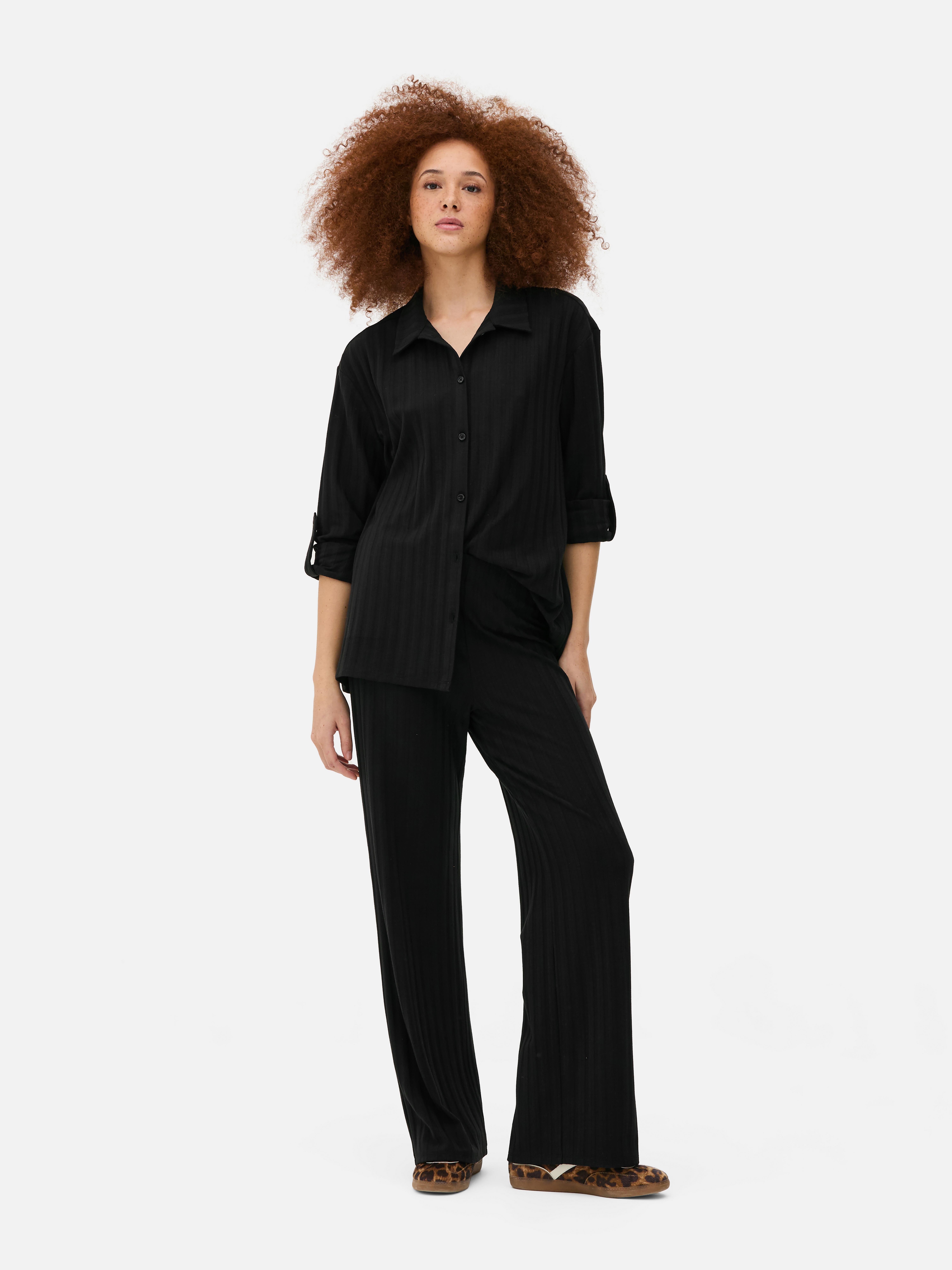 Camicia oversize con bottoni a coste