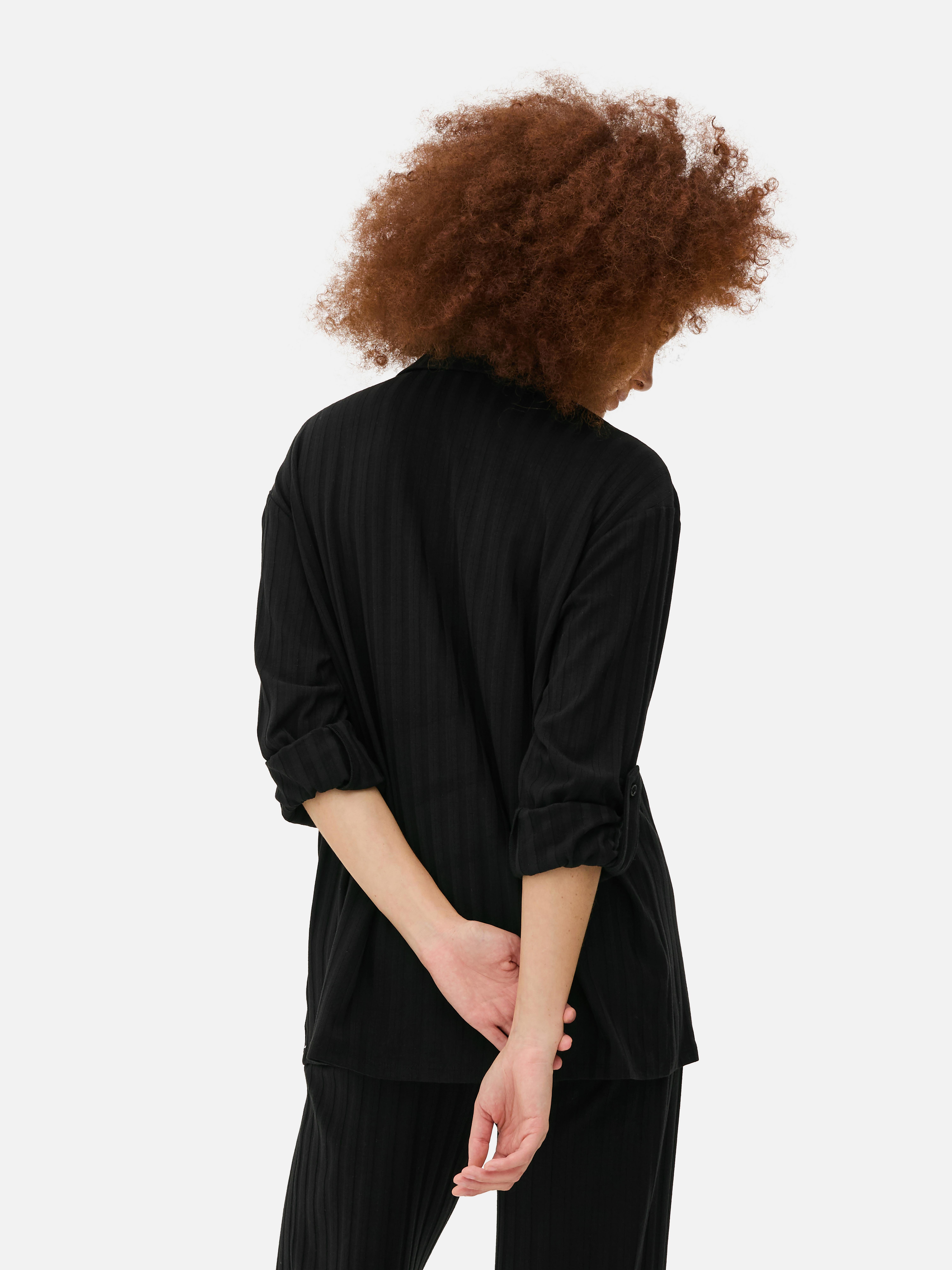 Ribbed Oversized Button-Up Shirt