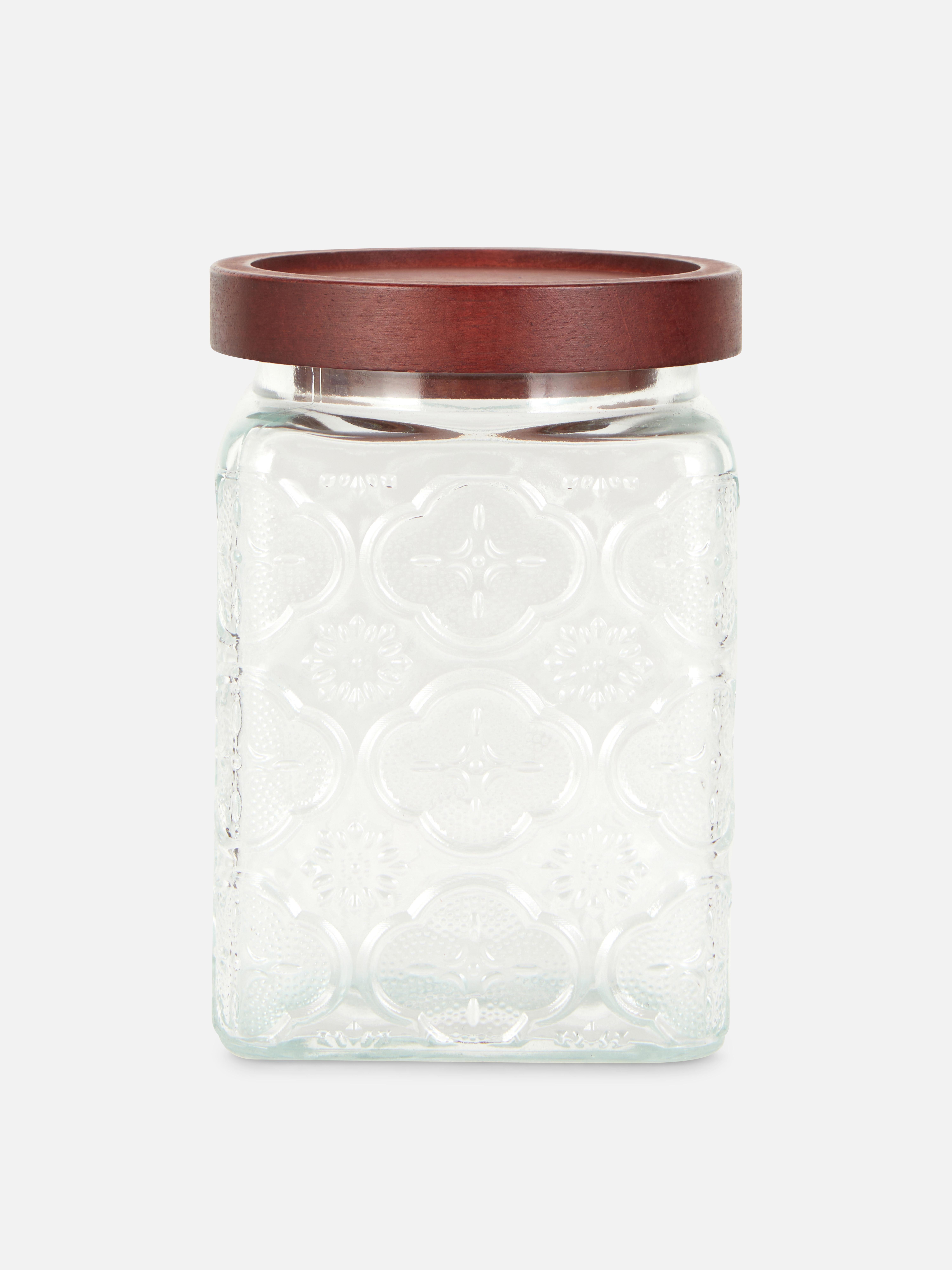 Large Embossed Glass Canister
