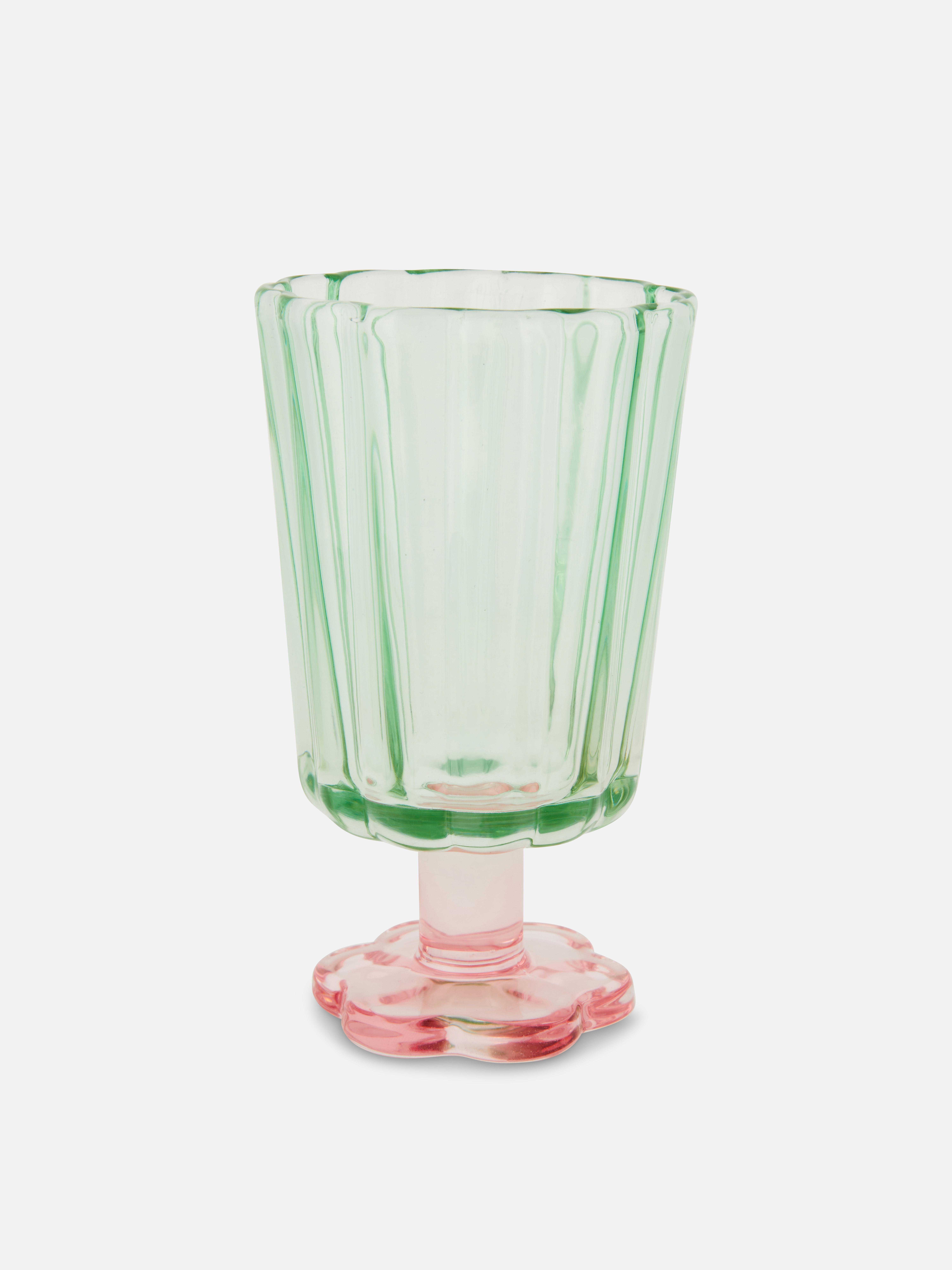 Wijnglas met bloemvormige voet Groen