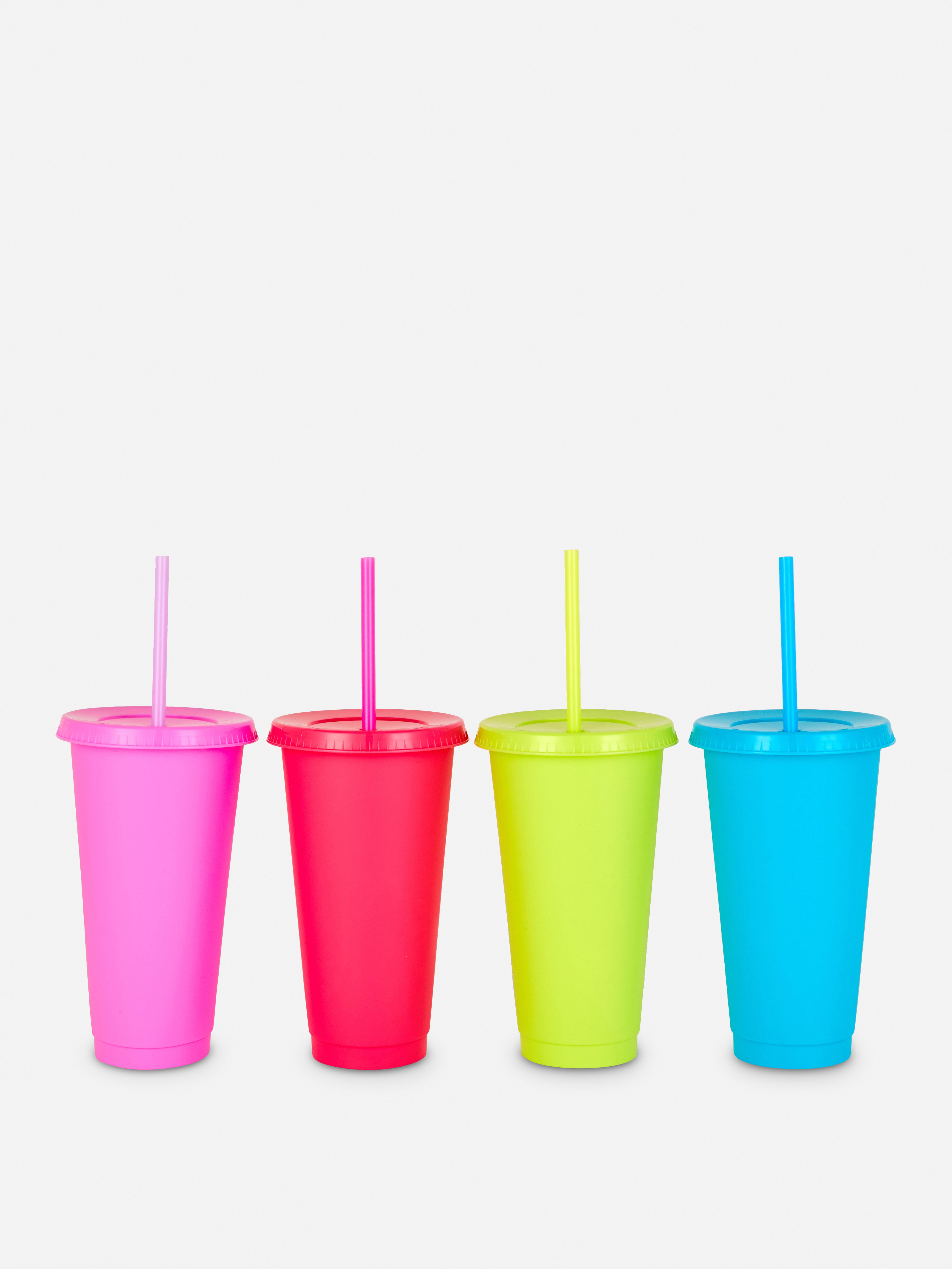 Herbruikbare bekers met rietjes, set van 4