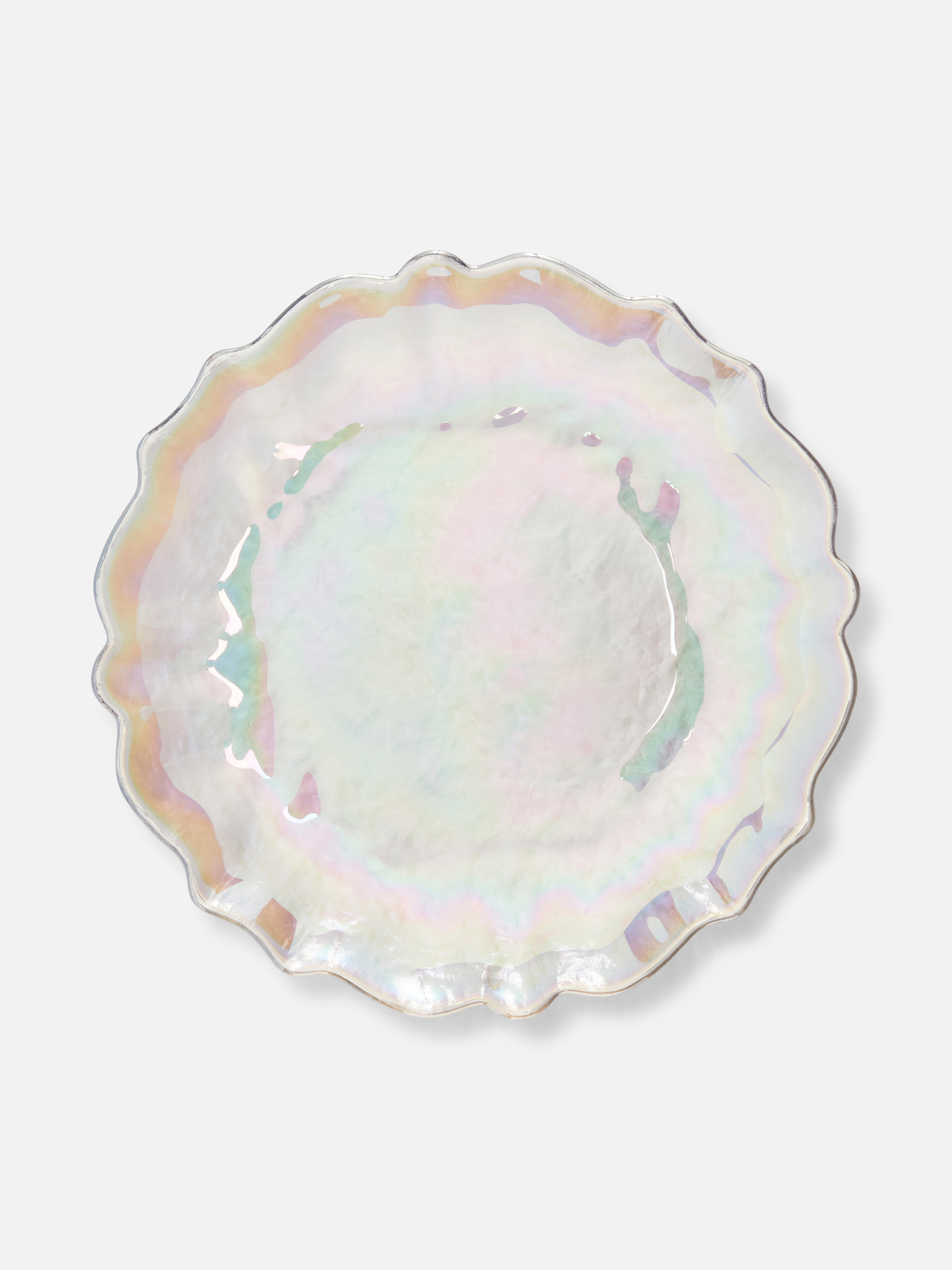Plato de vidrio iridiscente