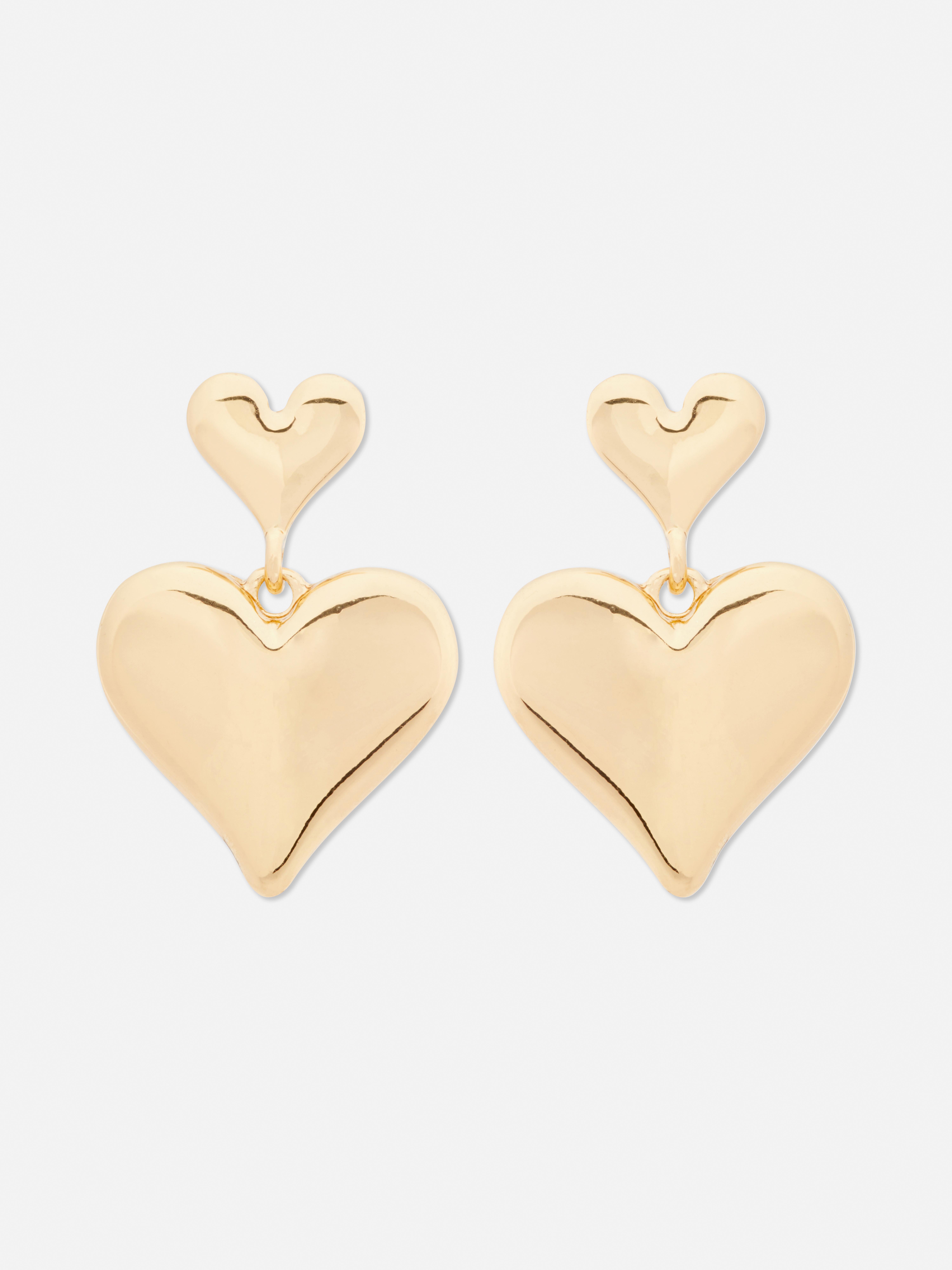 Dual heart Drop Earrings