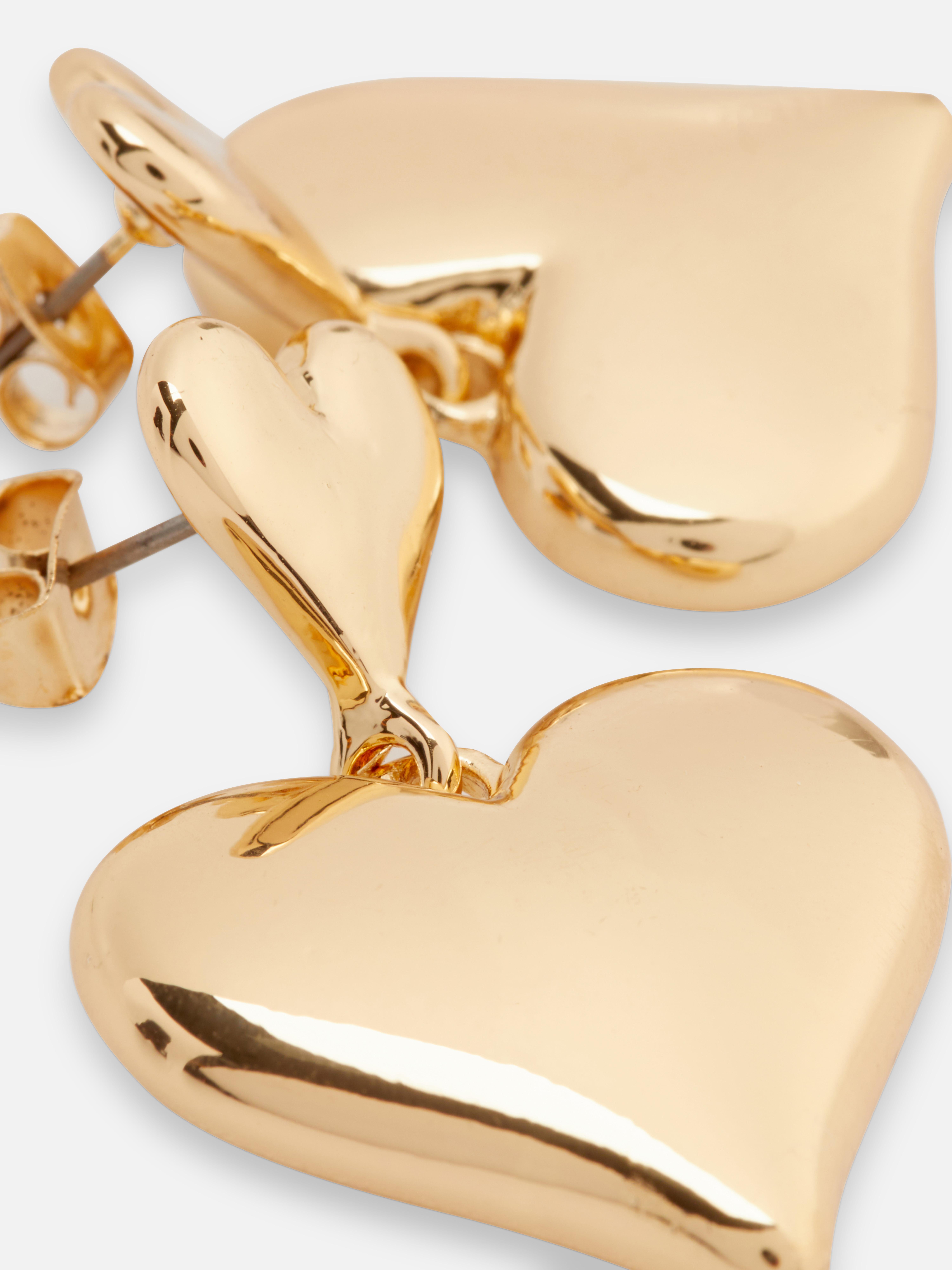 Dual heart Drop Earrings