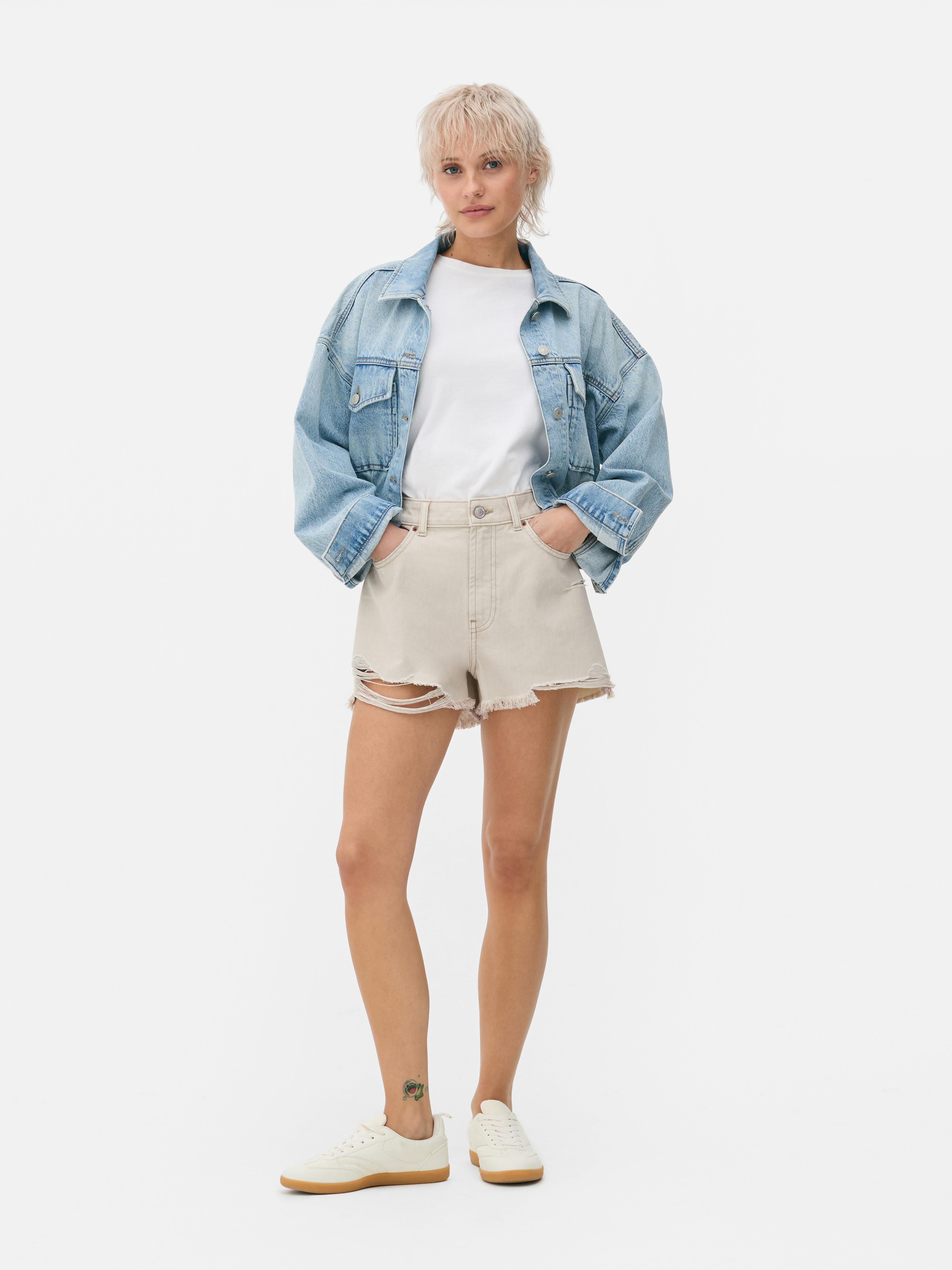 Ripped Denim Shorts