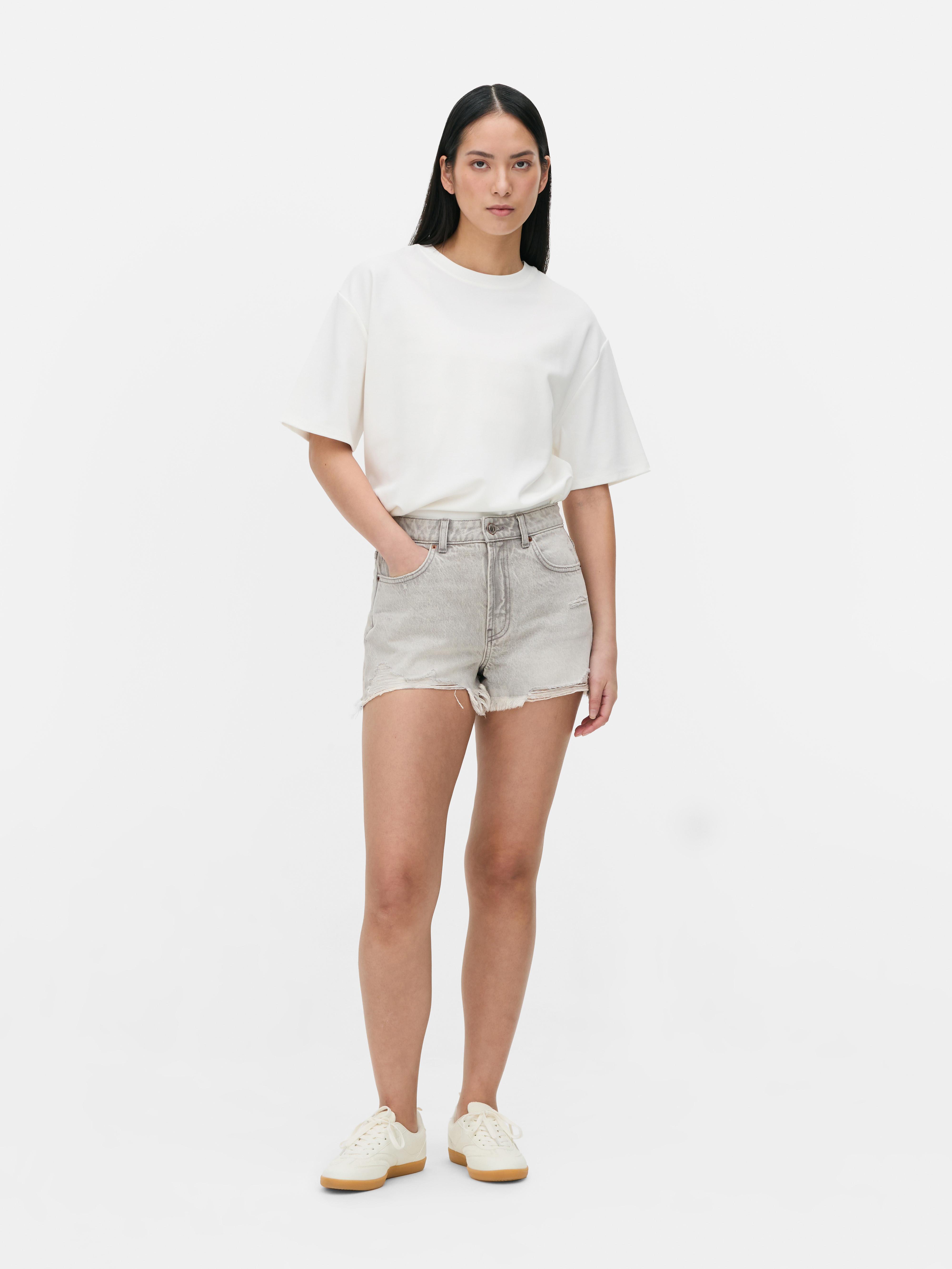Ripped Denim Shorts