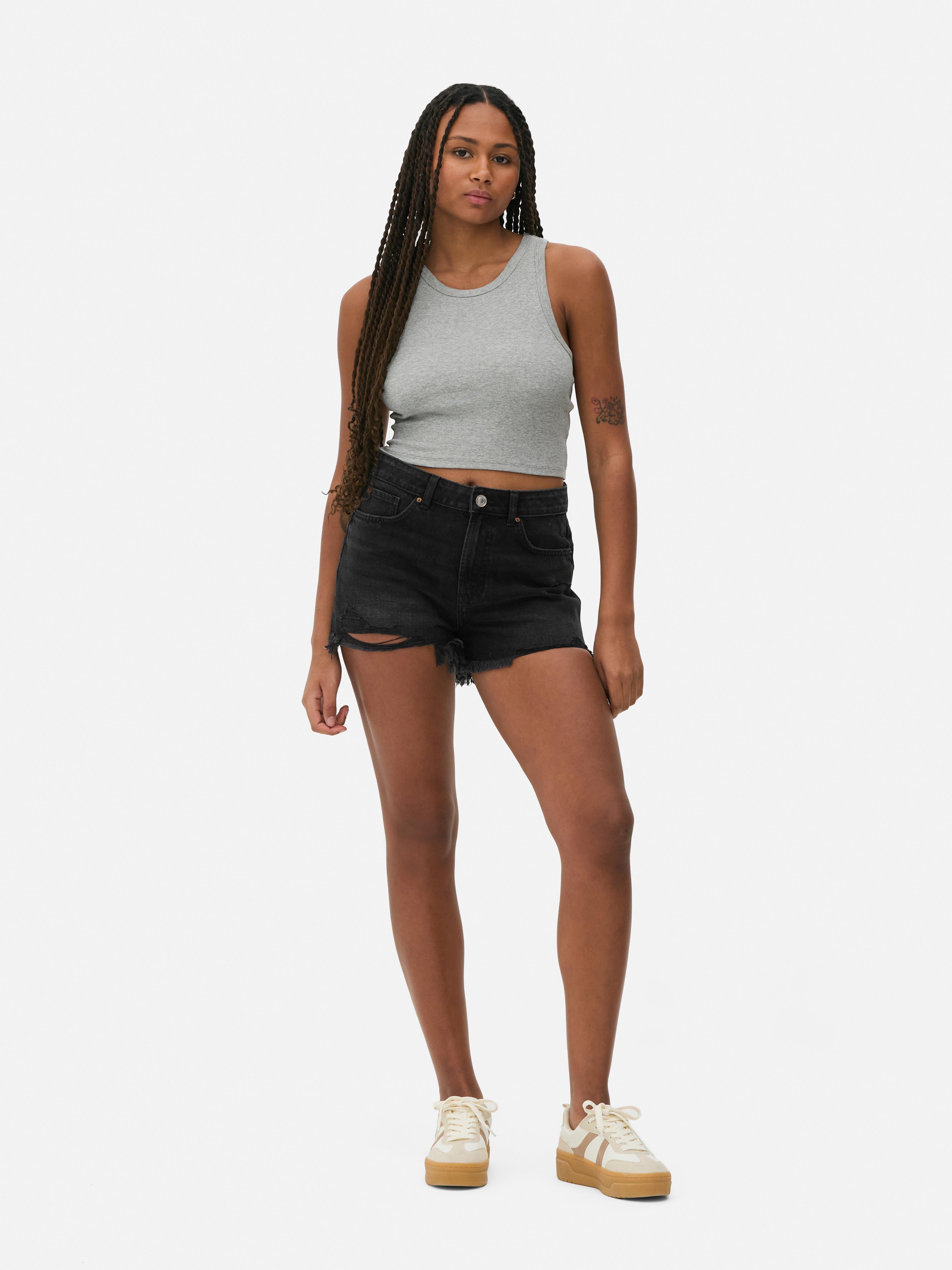 Ripped Denim Shorts