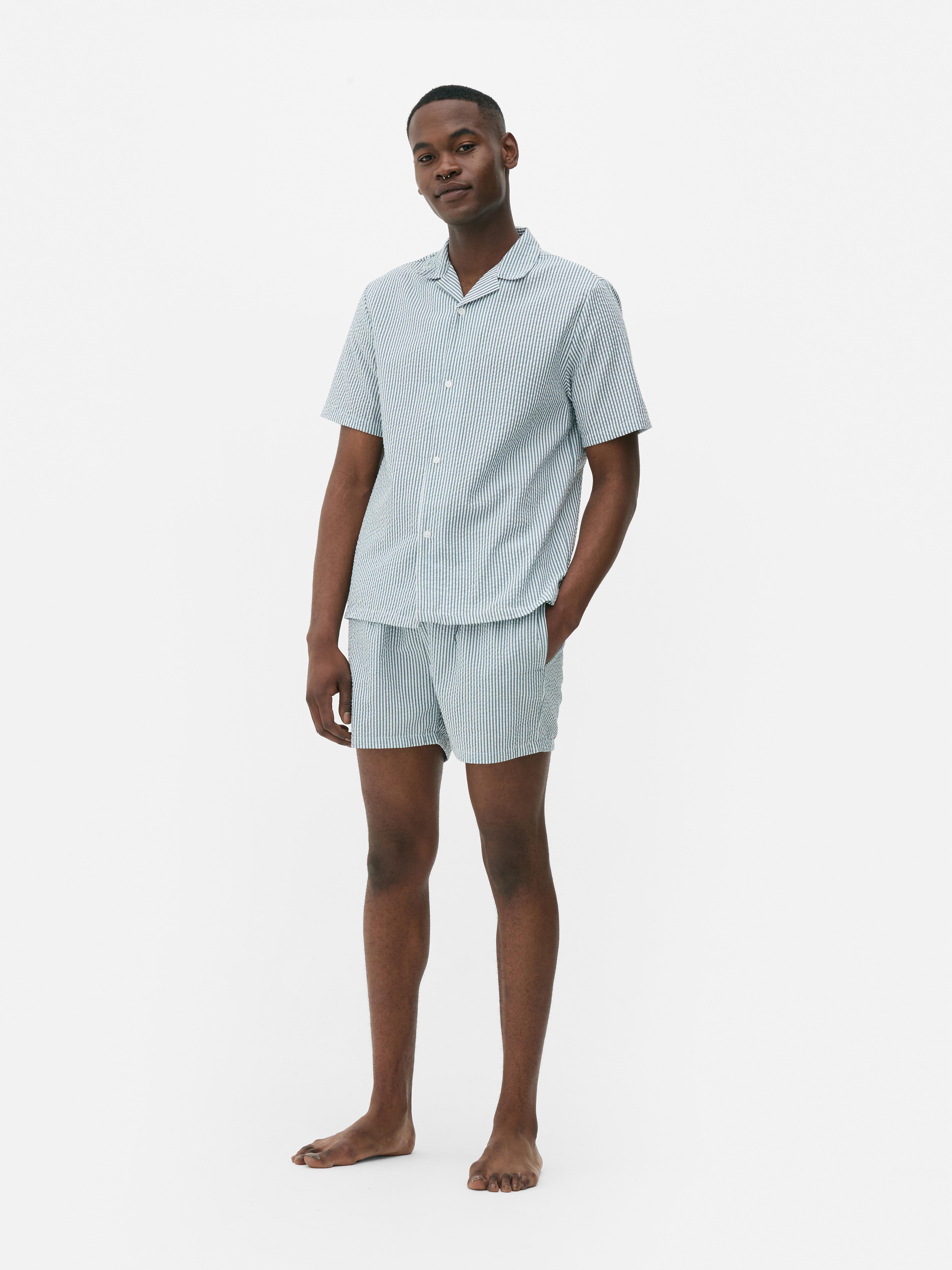 Chemise de pyjama boutonnée en crêpe à rayures