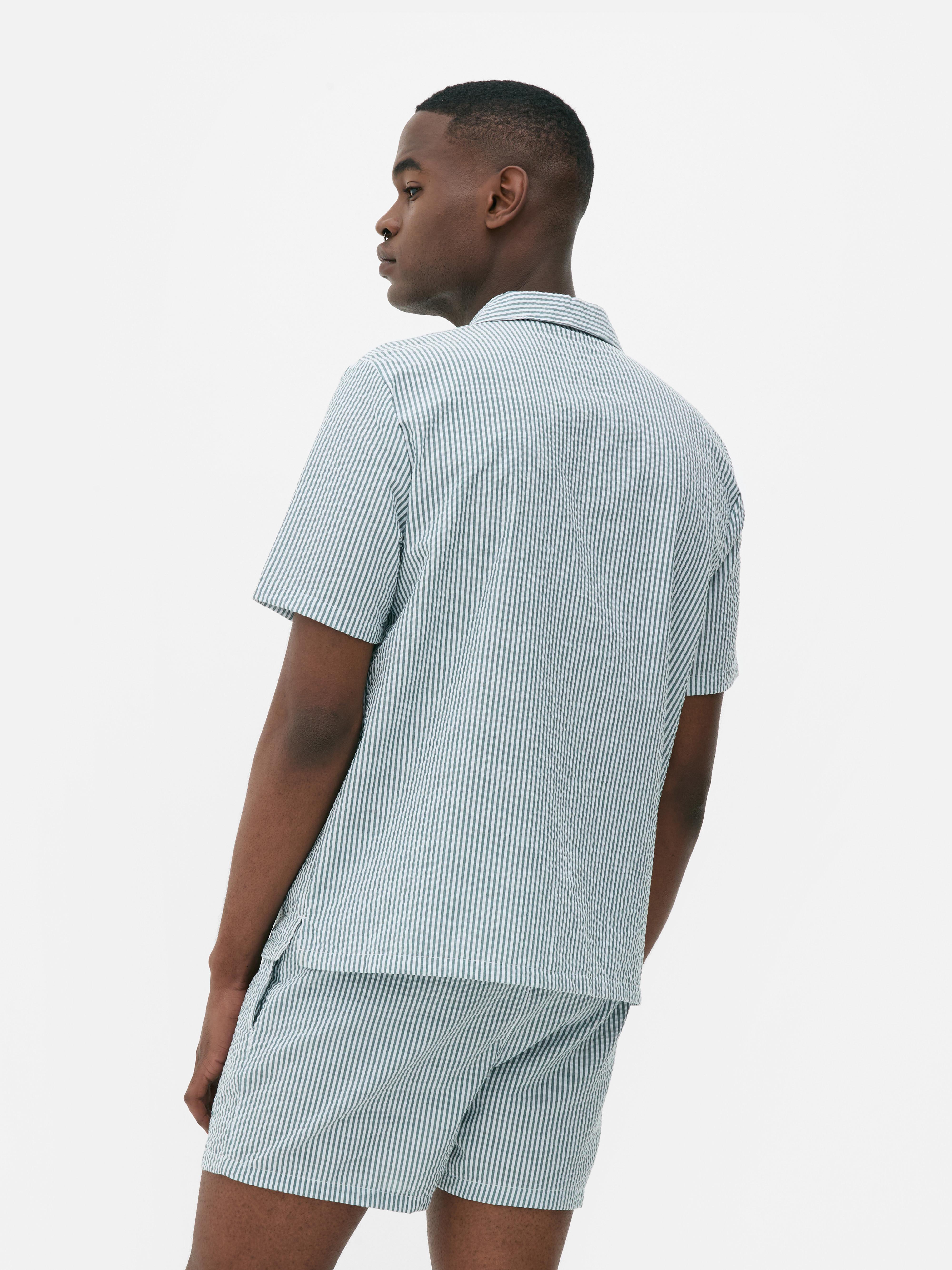 Chemise de pyjama boutonnée en crêpe à rayures