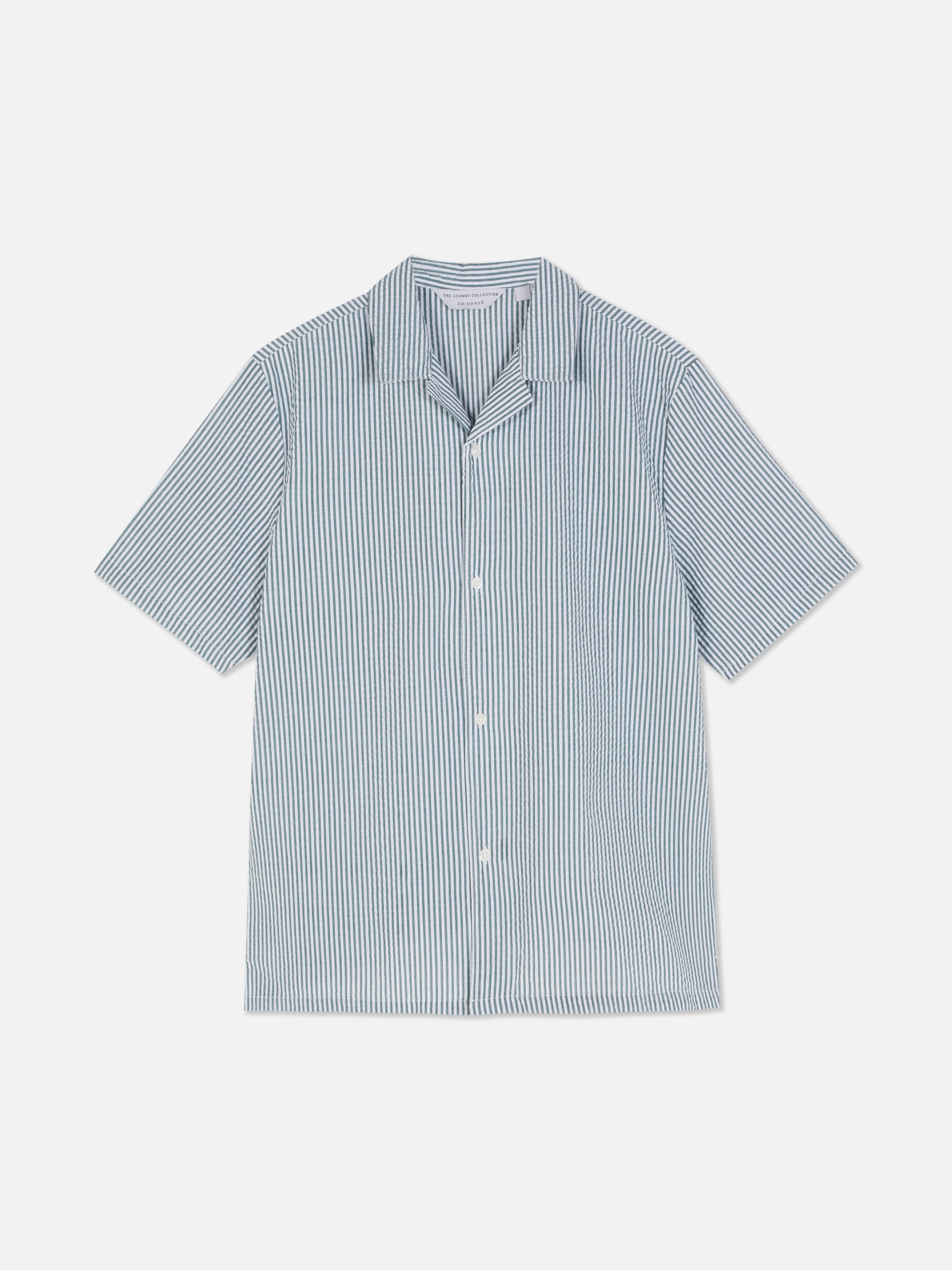 Chemise de pyjama boutonnée en crêpe à rayures