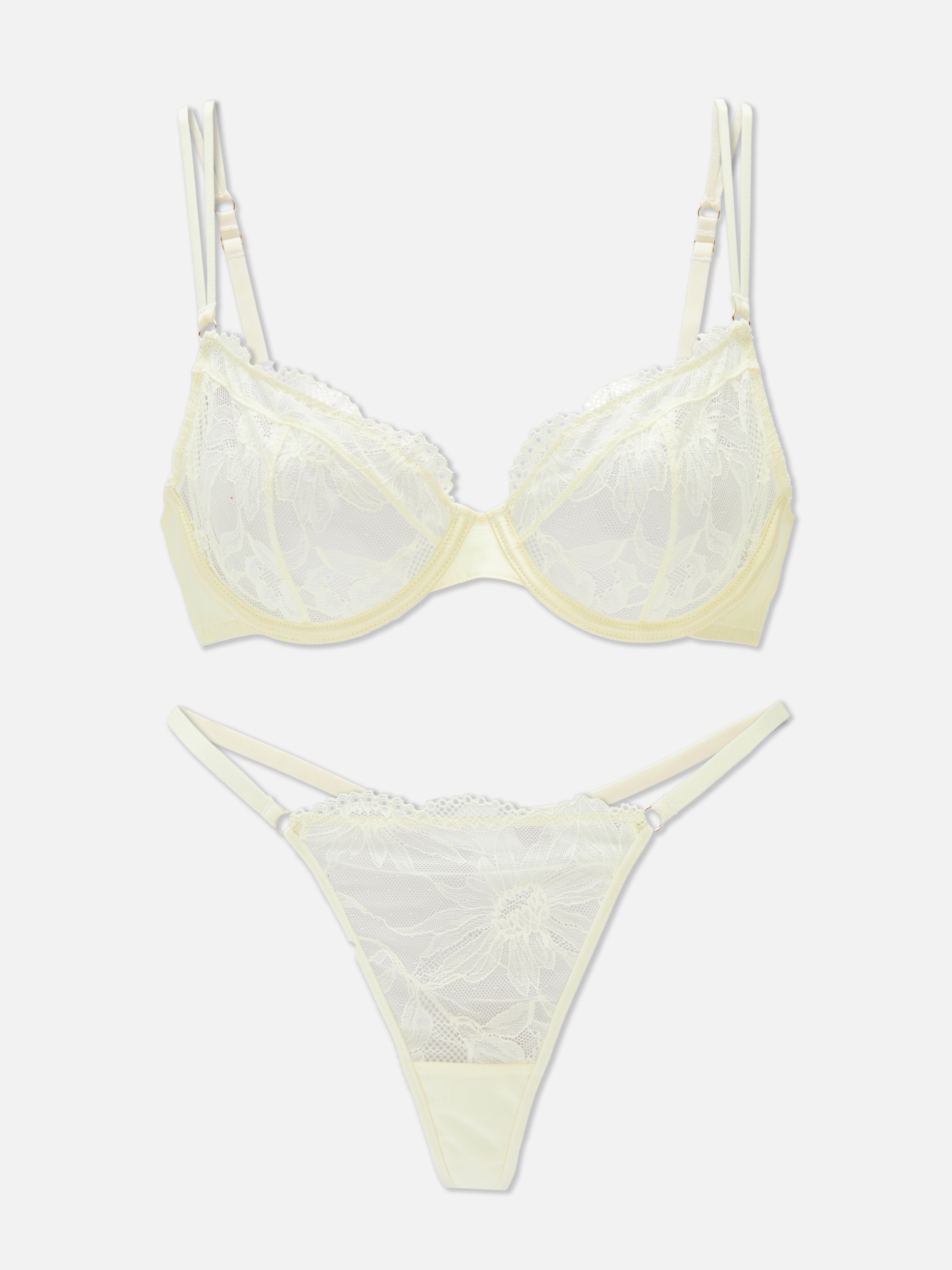 Reggiseno non imbottito e perizoma ricami floreali